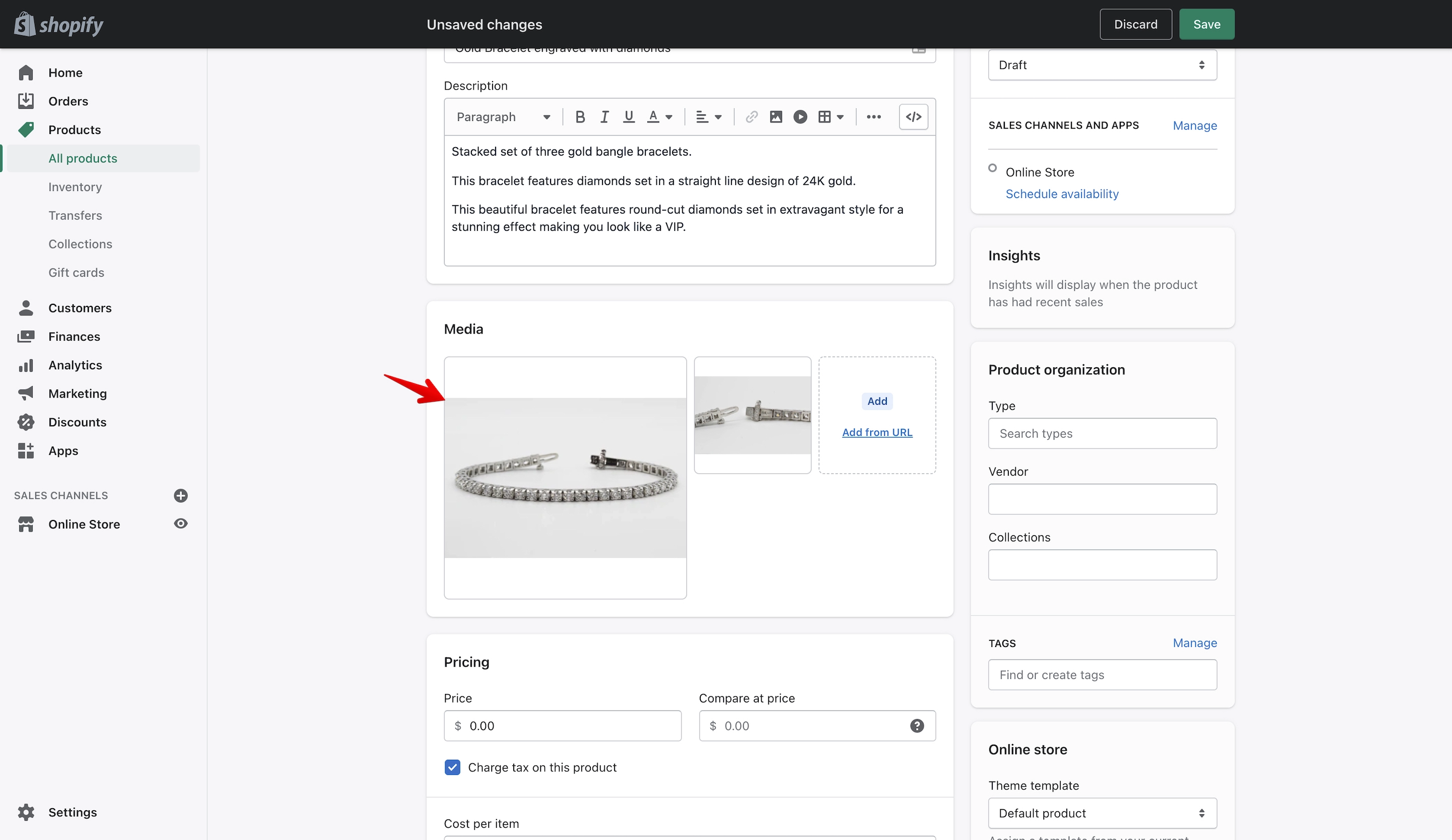 Shopify product media uploaded