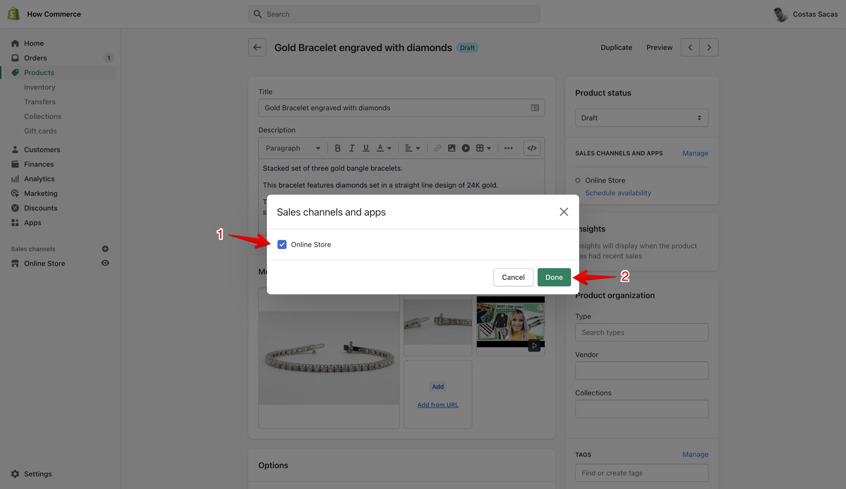 Shopify 'Sales channels' selection pop-up