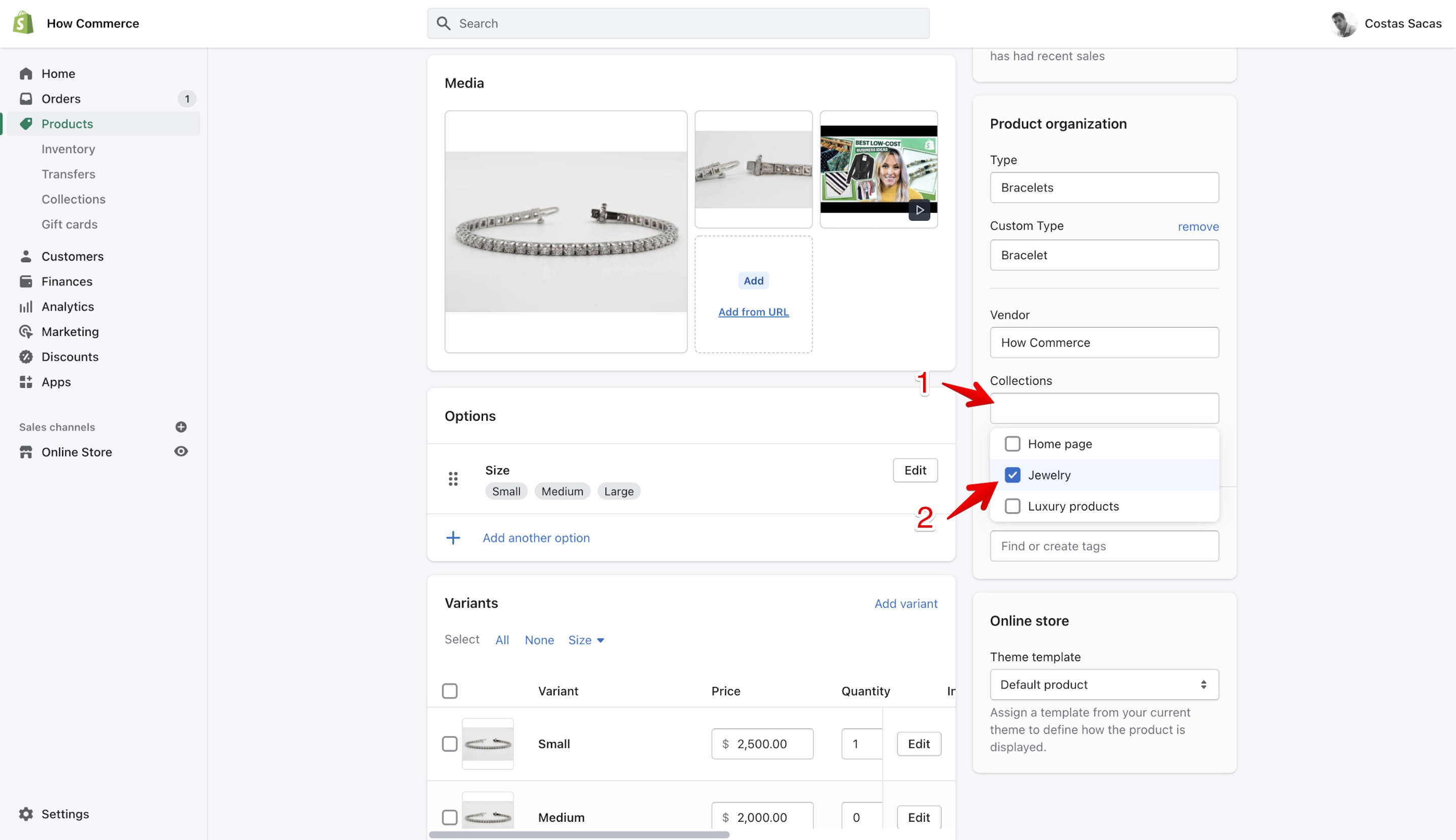 Shopify product collection section