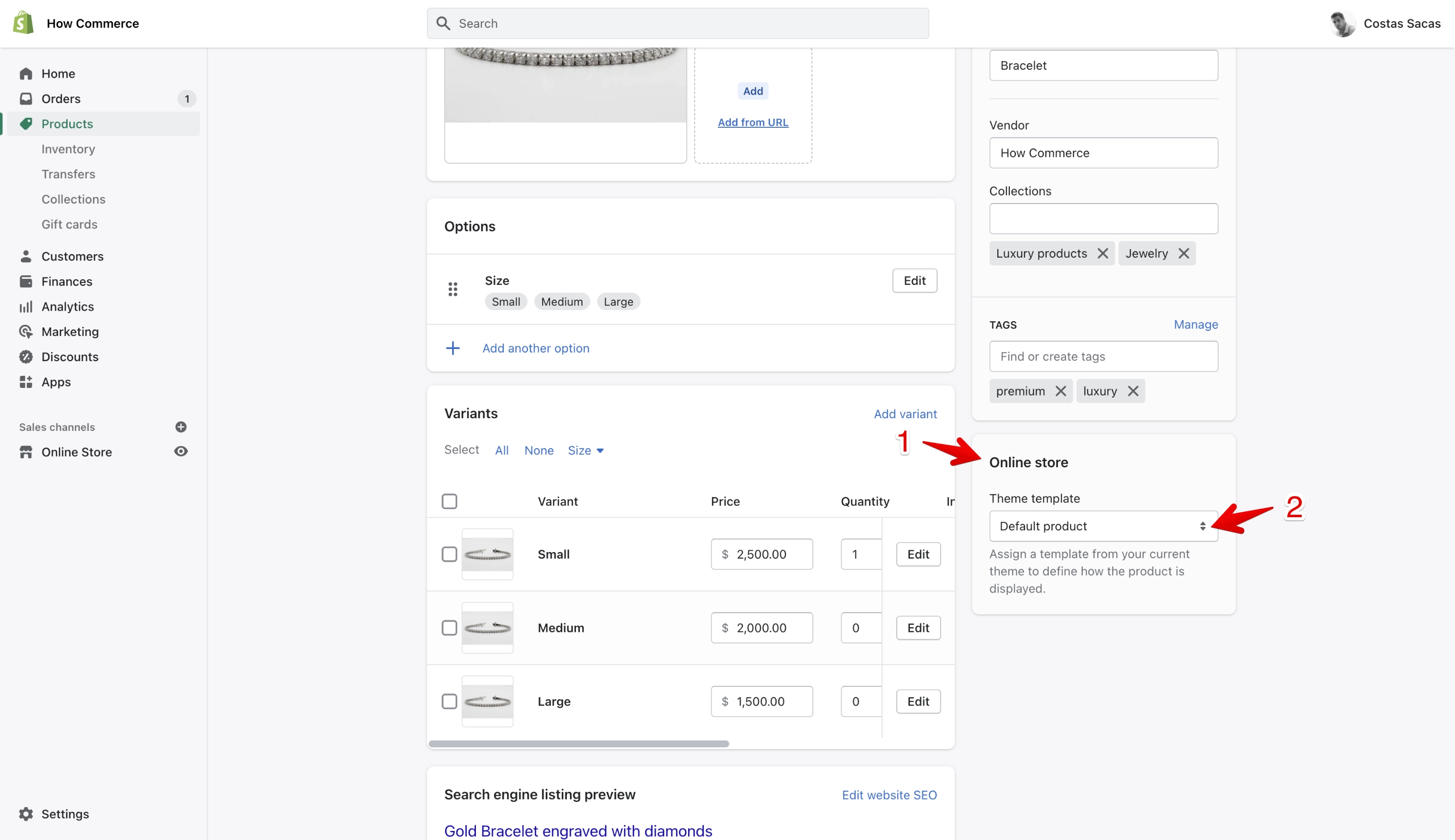 Shopify alternate template section