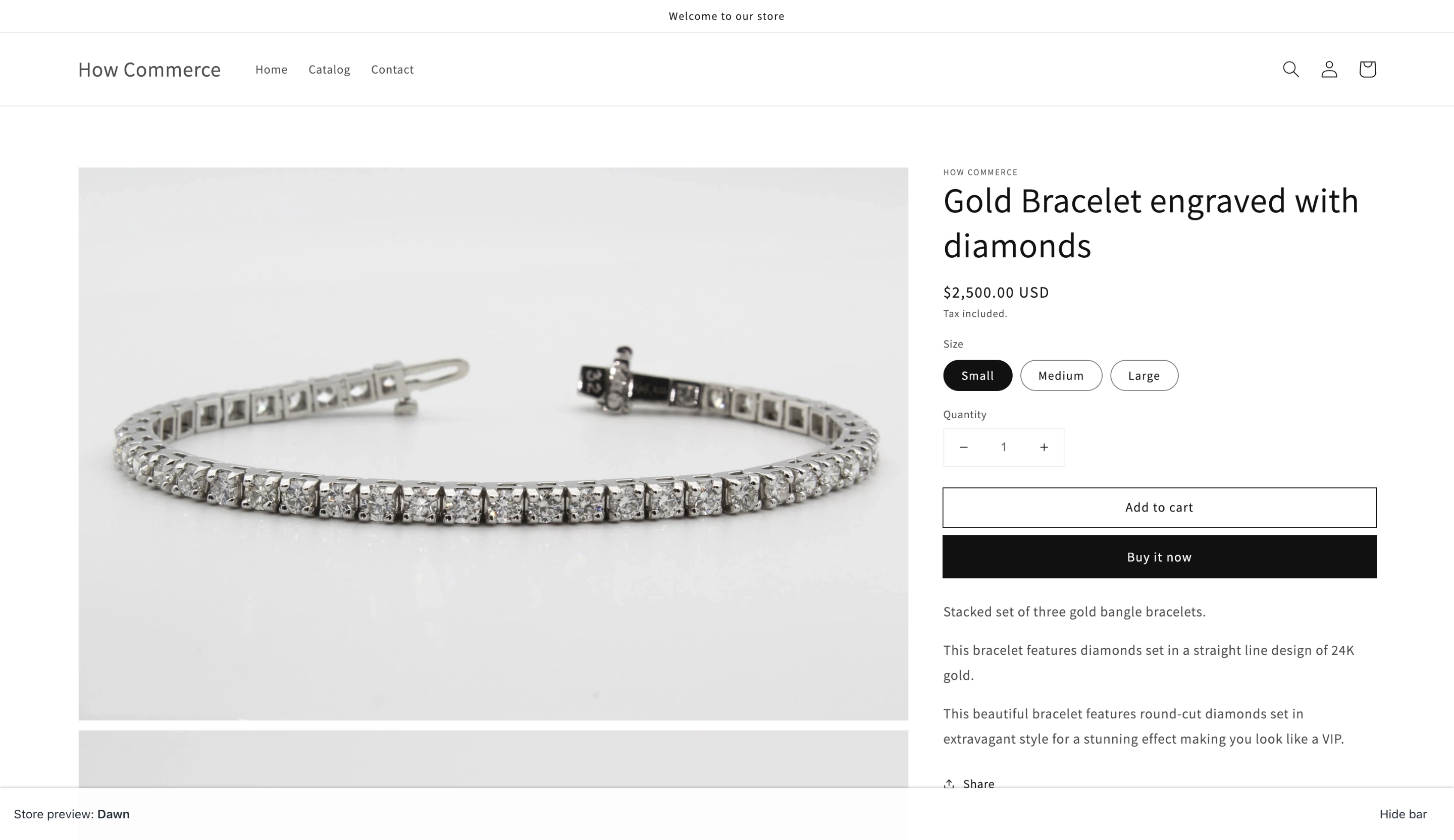 Shopify product preview on the storefront.