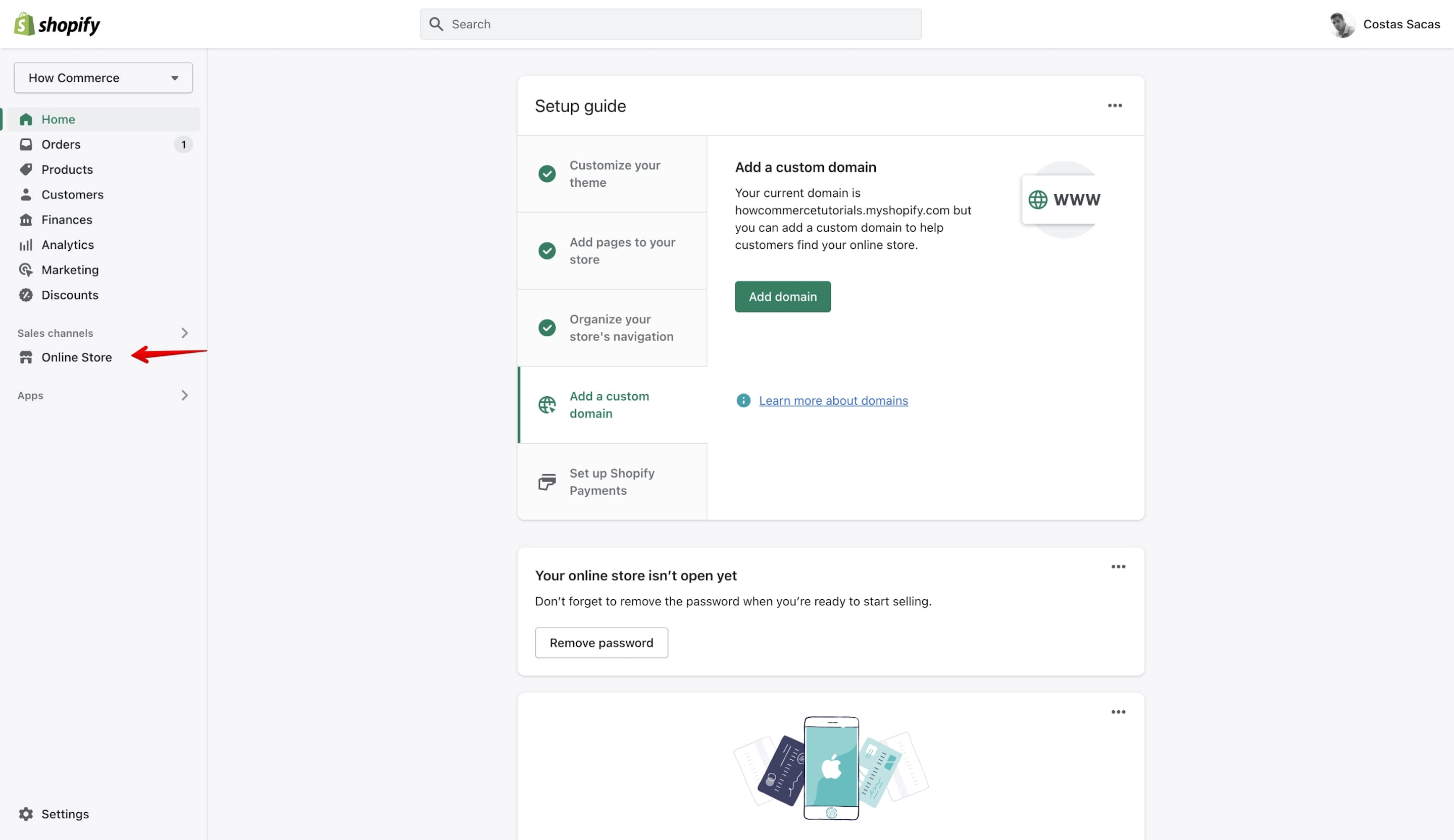Shopify Online Store sales channel