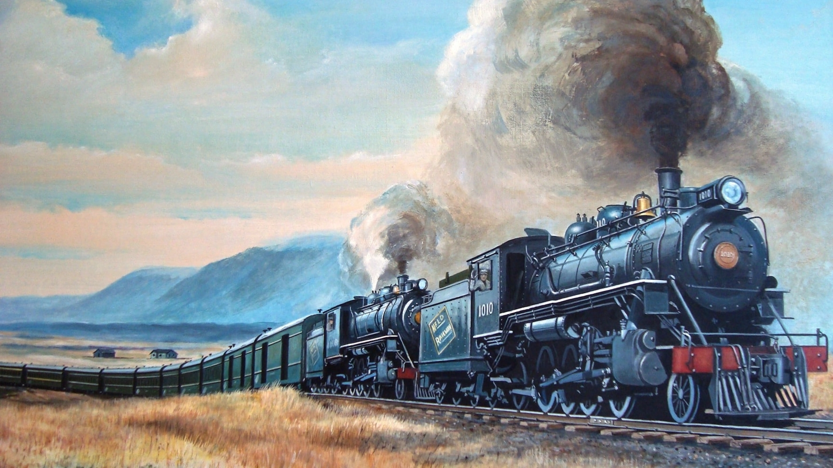 Old train at the beginning of railroads