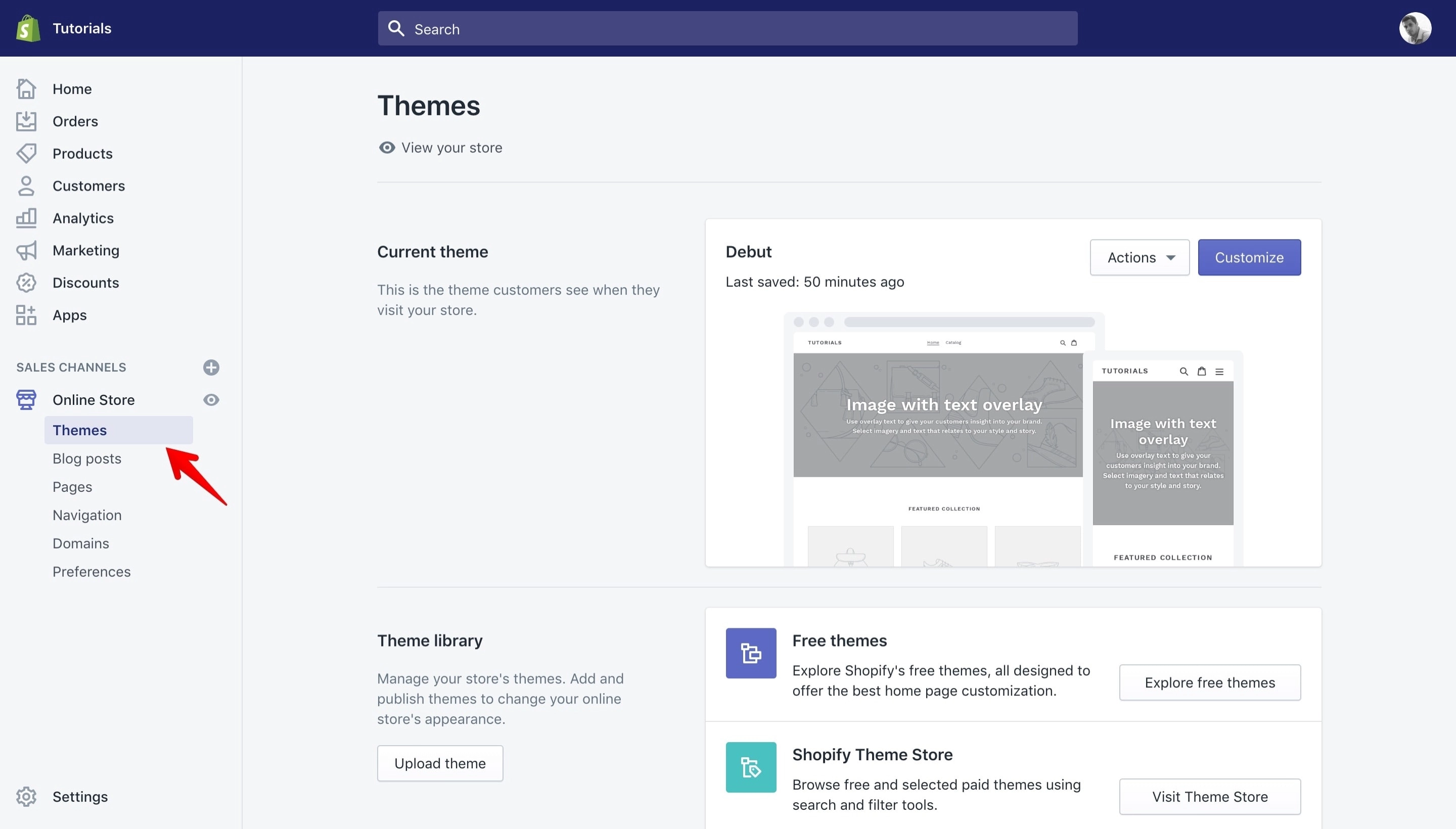 Shopify Debut theme screenshot.
