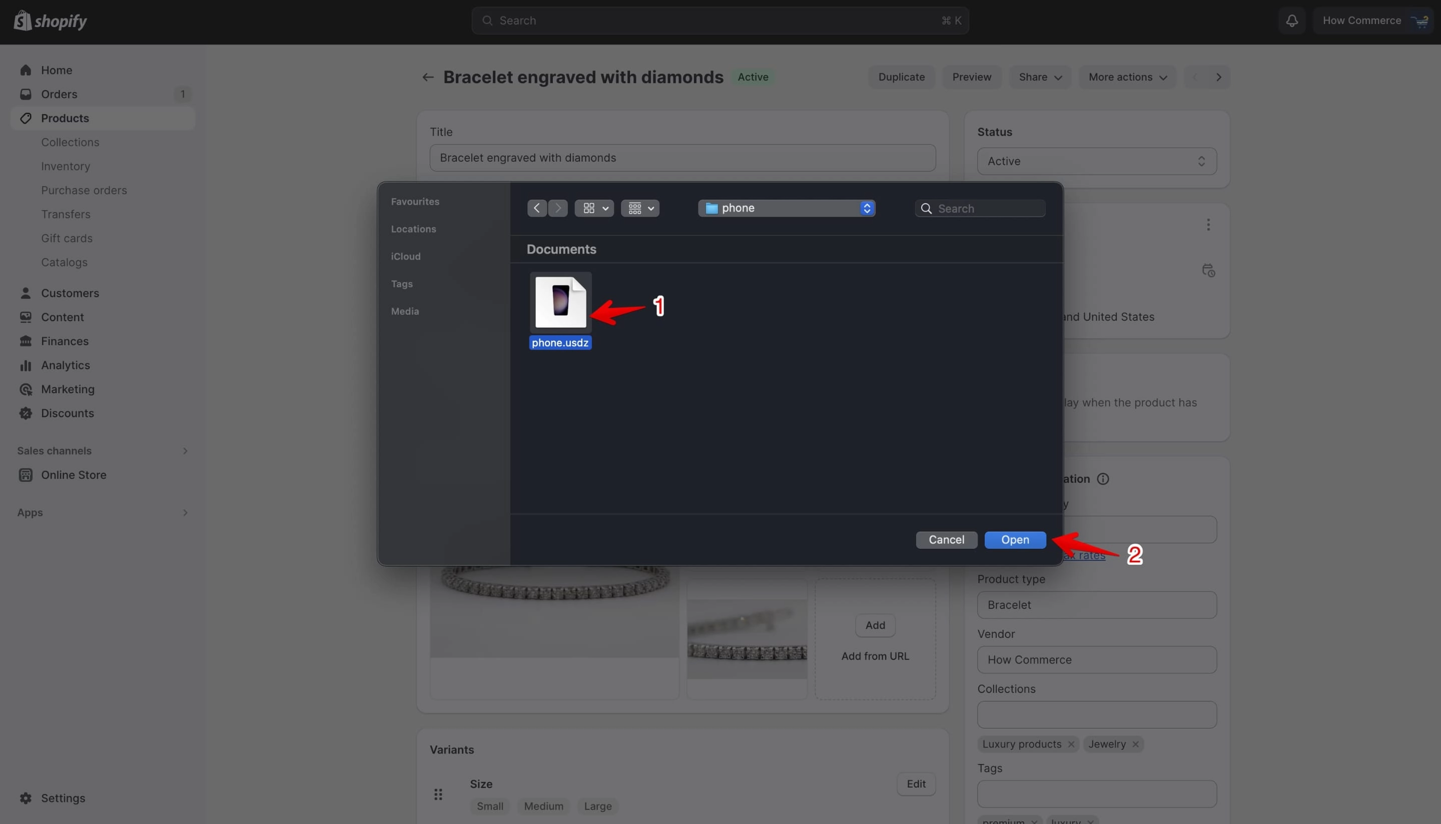 File upload dialog for selecting a 3D model file