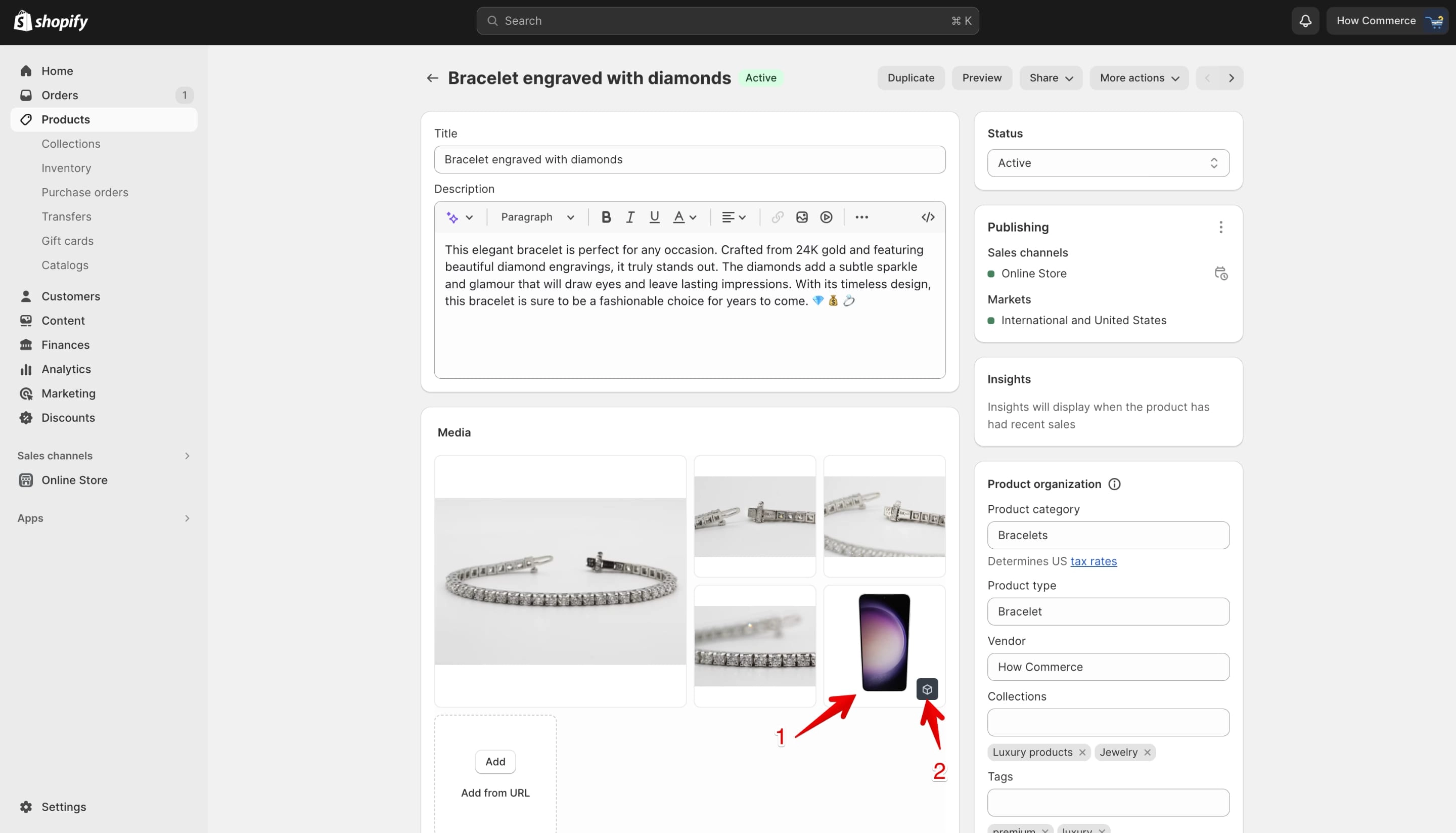 3D model successfully uploaded and displayed in Shopify media section with cube icon