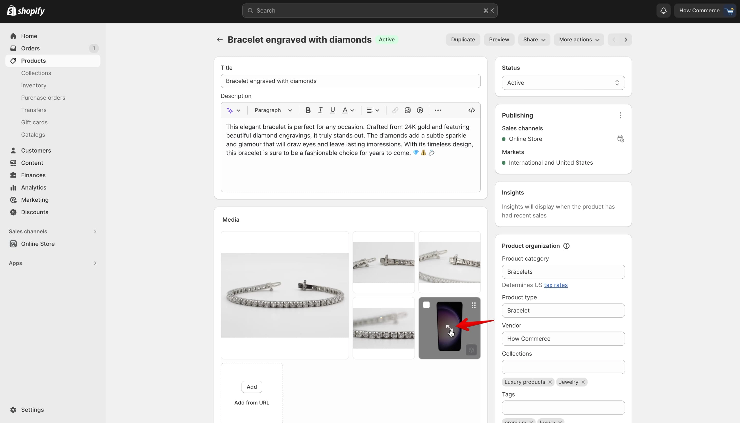 3D model thumbnail with hover option to open the editing interface