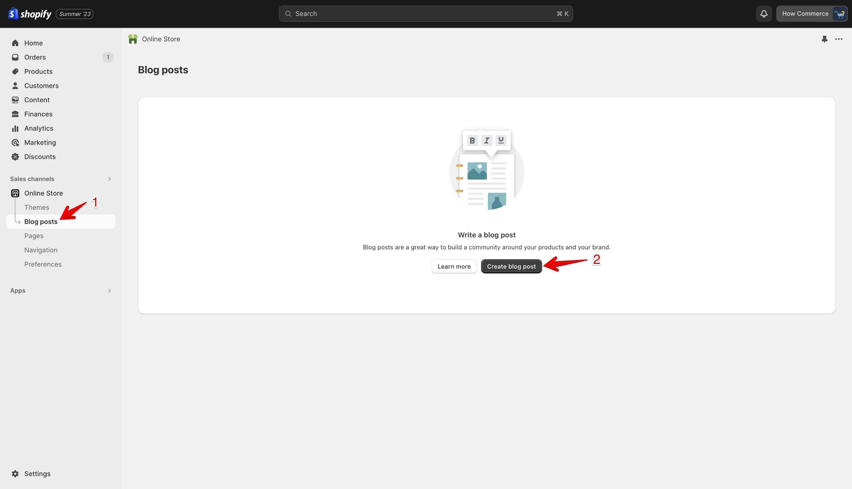 Shopify blog posts listing page