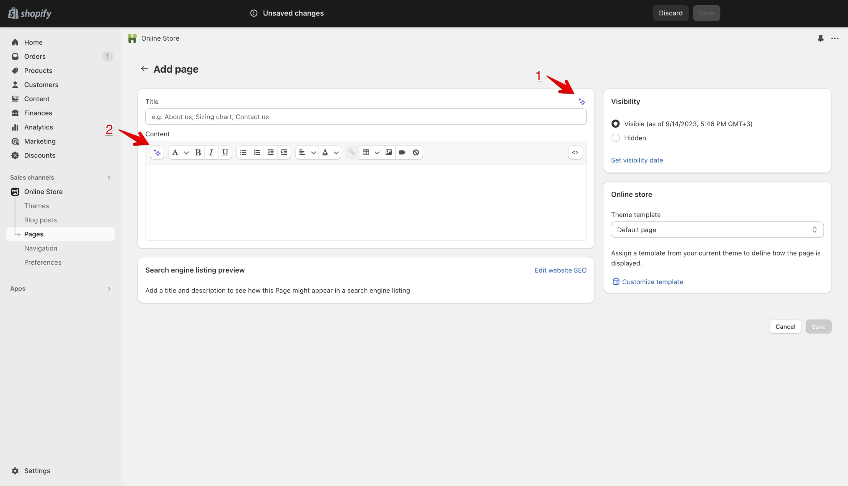 Shopify AI on pages