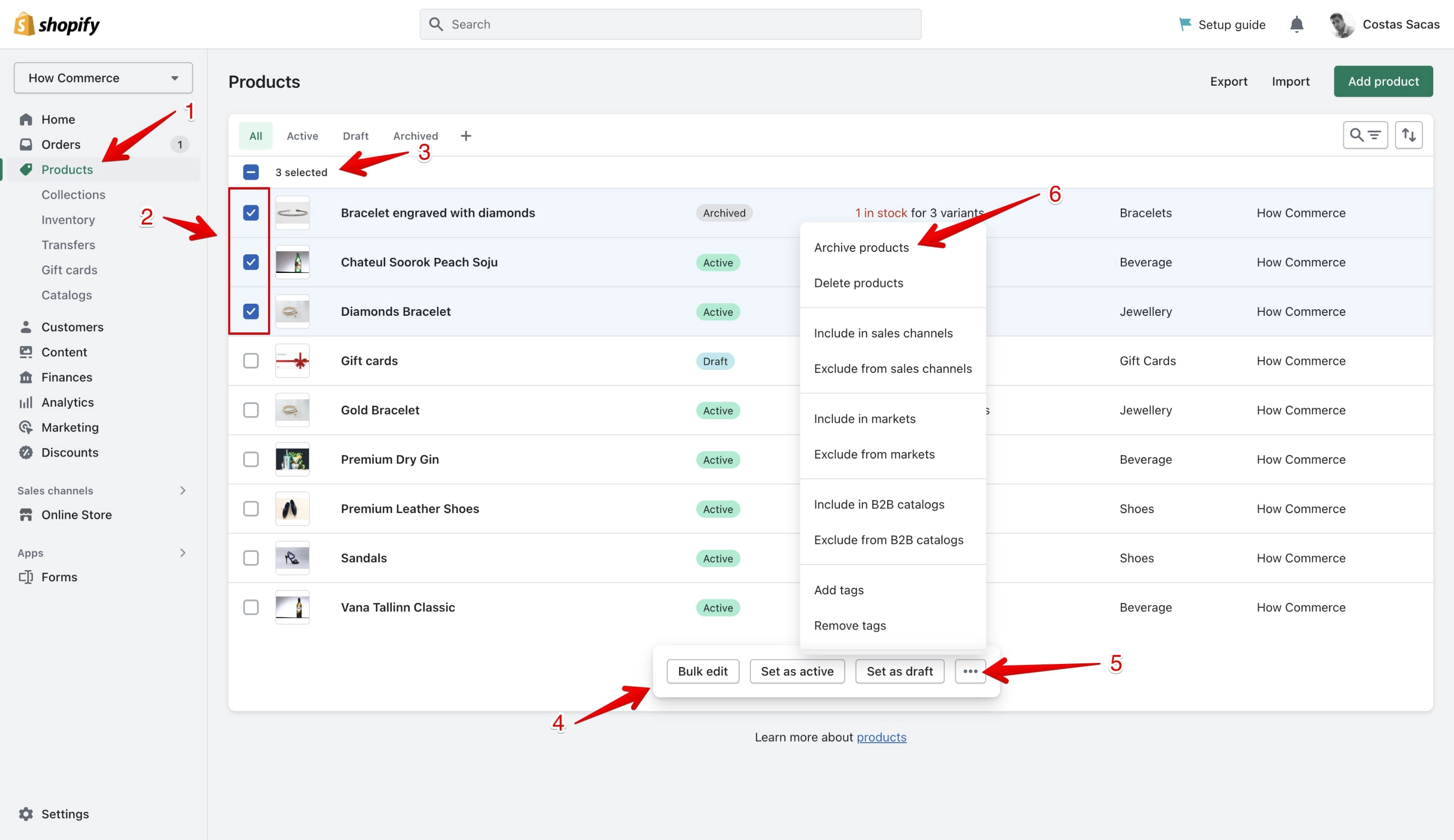 Archive products in bulk in Shopify