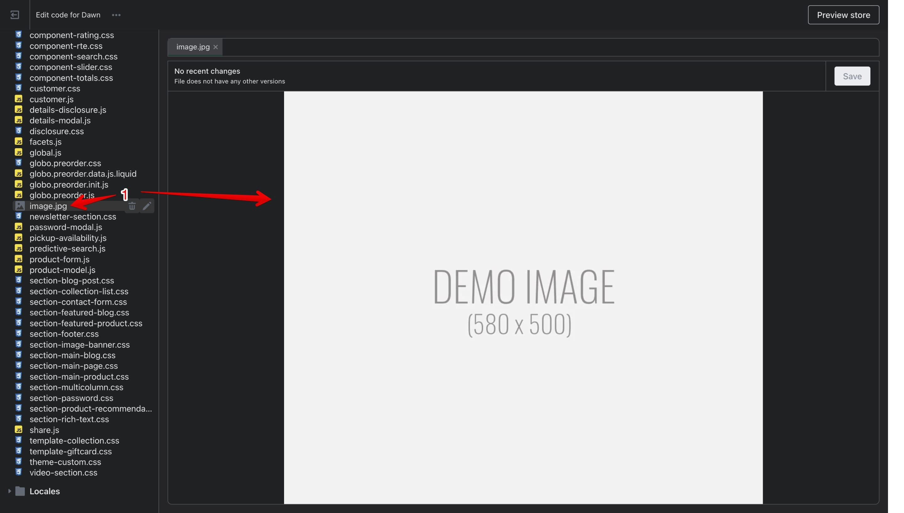 Example of the file uploaded successfully to the Shopify servers