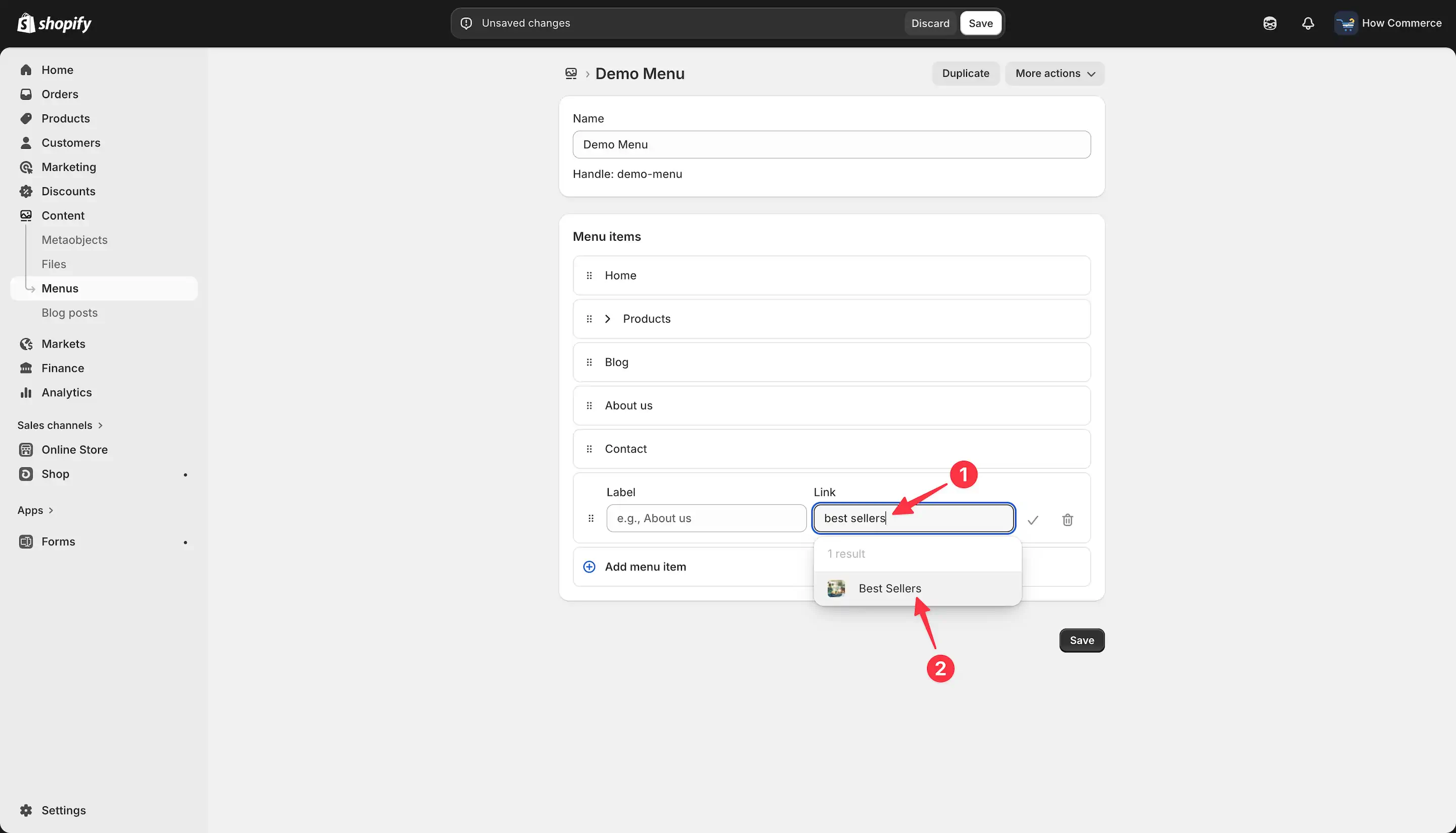 Assign collection to menu item and select Best Sellers collection