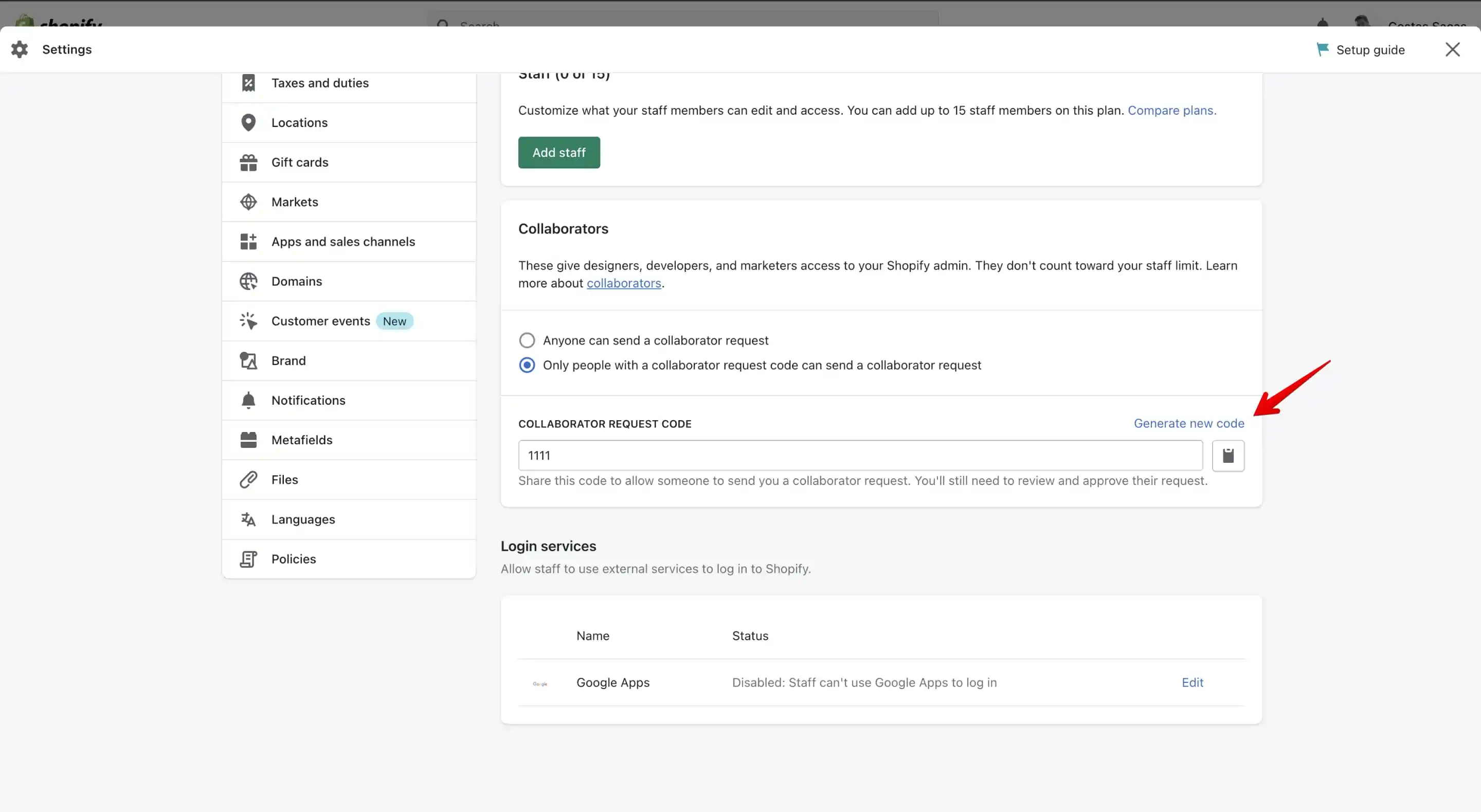 Generate new code link that will generate a new Collaborator request code