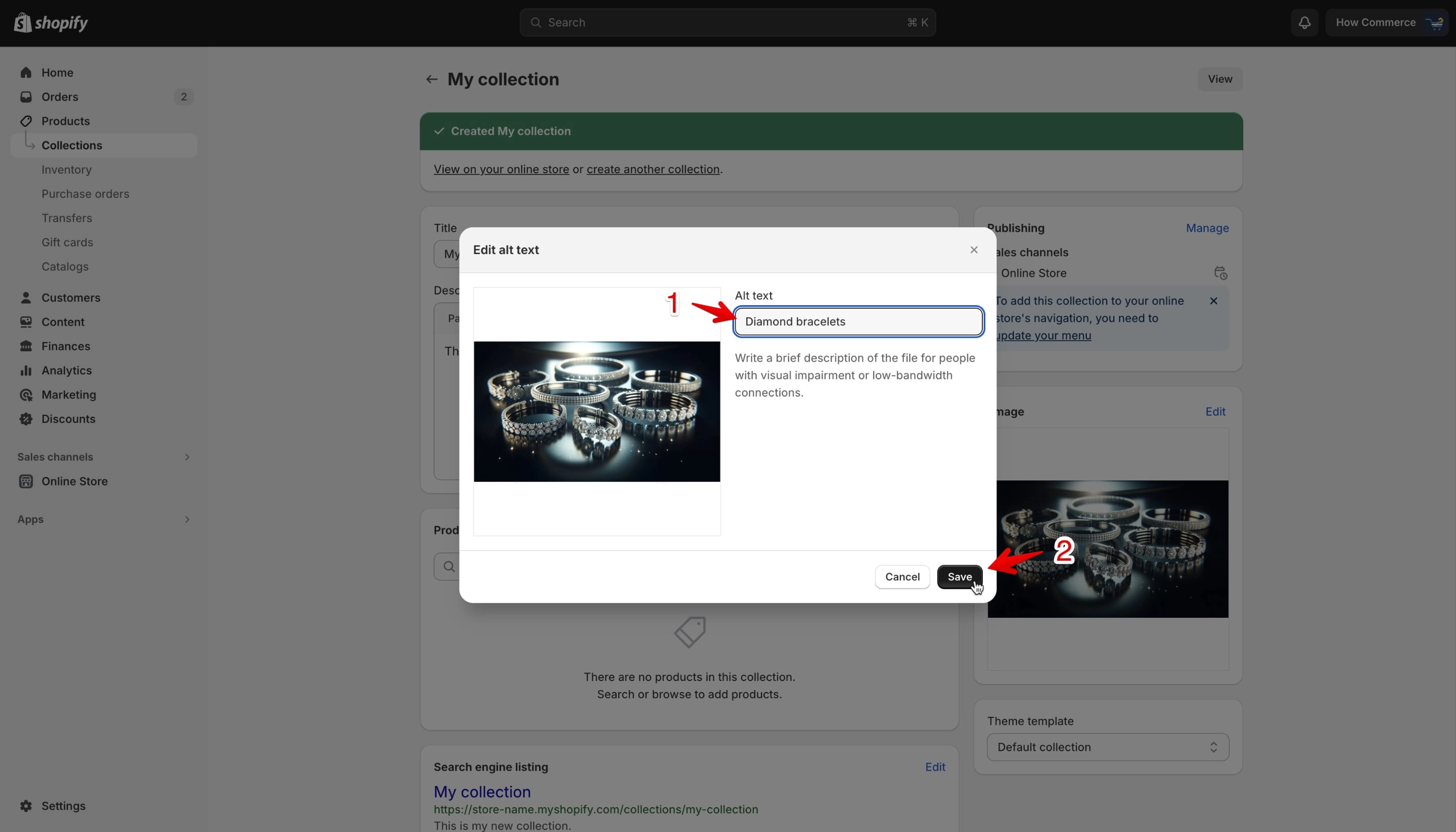 Shopify manual collection image ALT text in