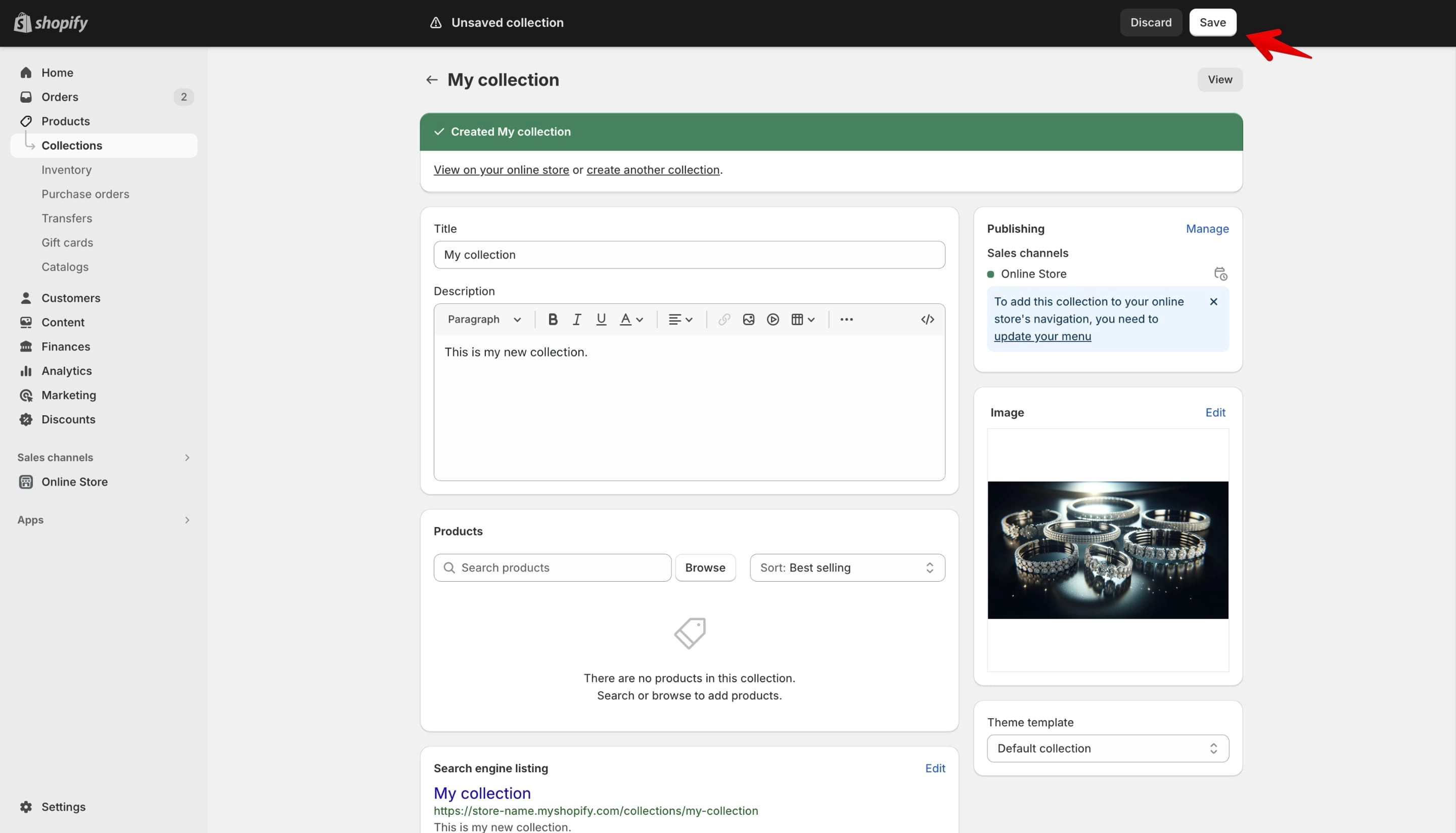 Shopify manual collection image ALT text save