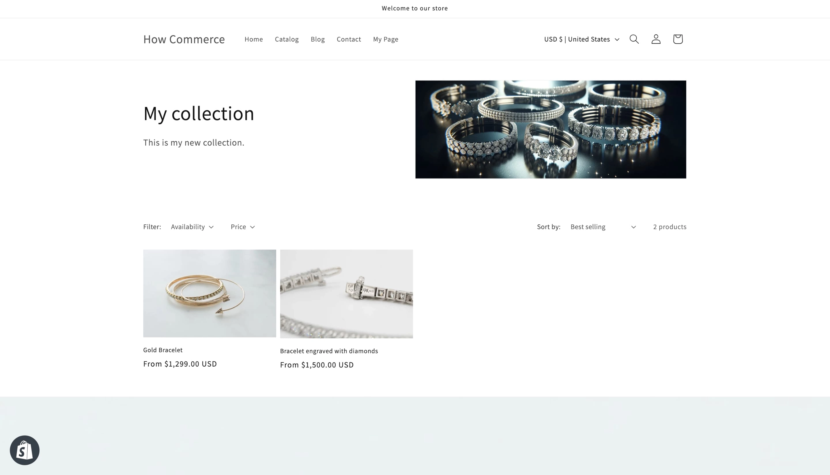 Collection view on Shopify store front