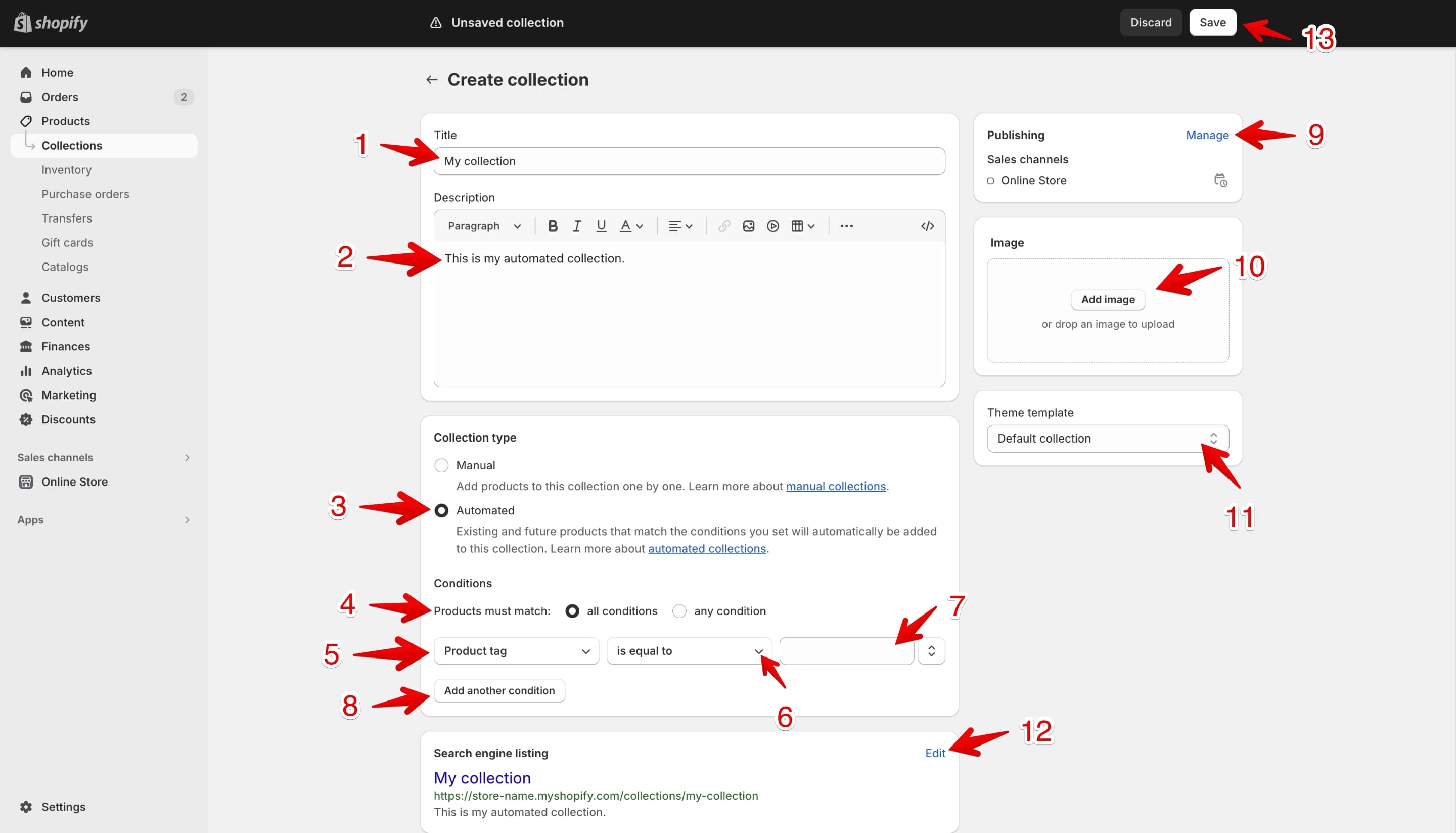 Create an automated collection on the Shopify platform