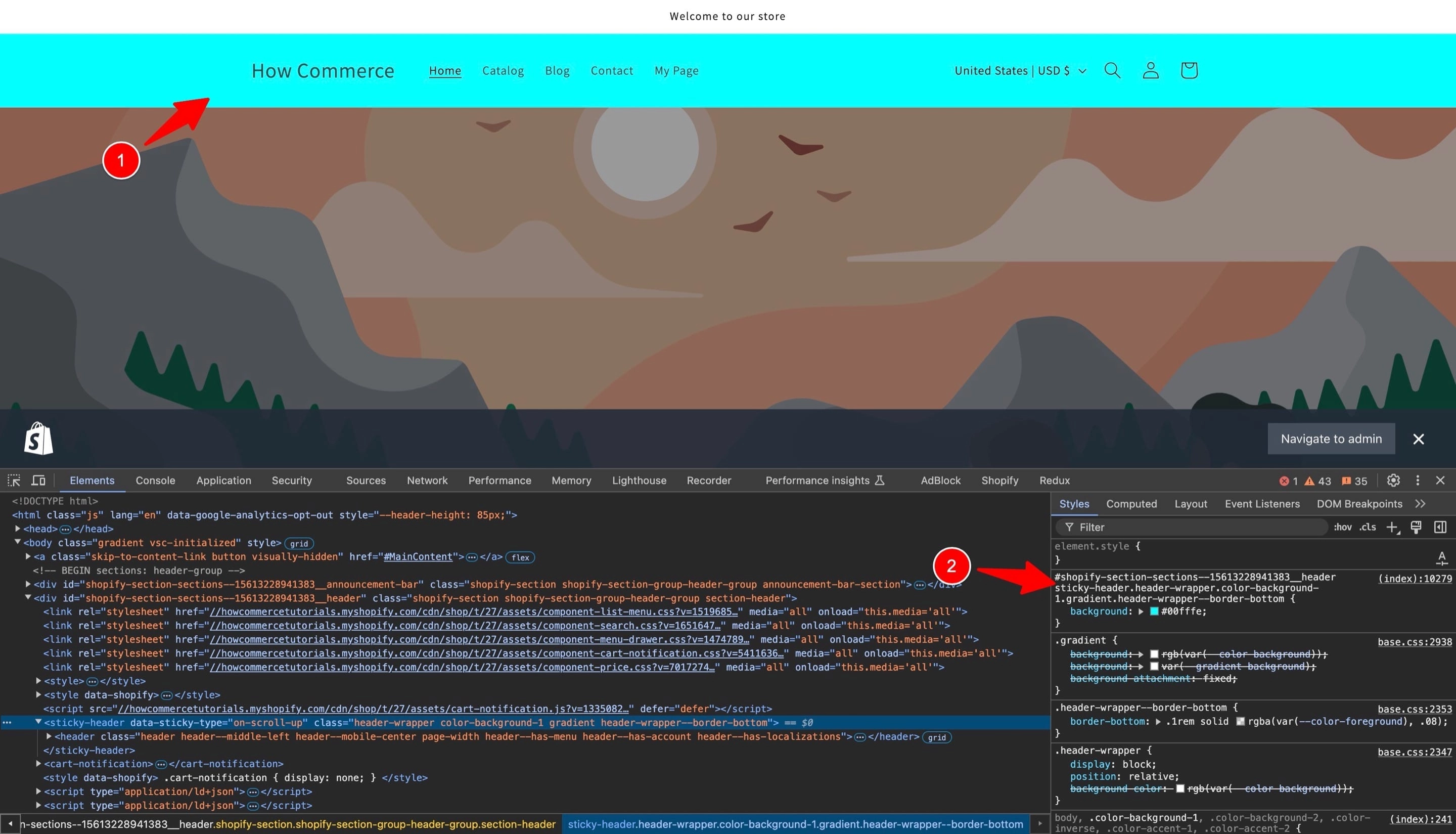 The new CSS code visible inside the Chrome Developer tools