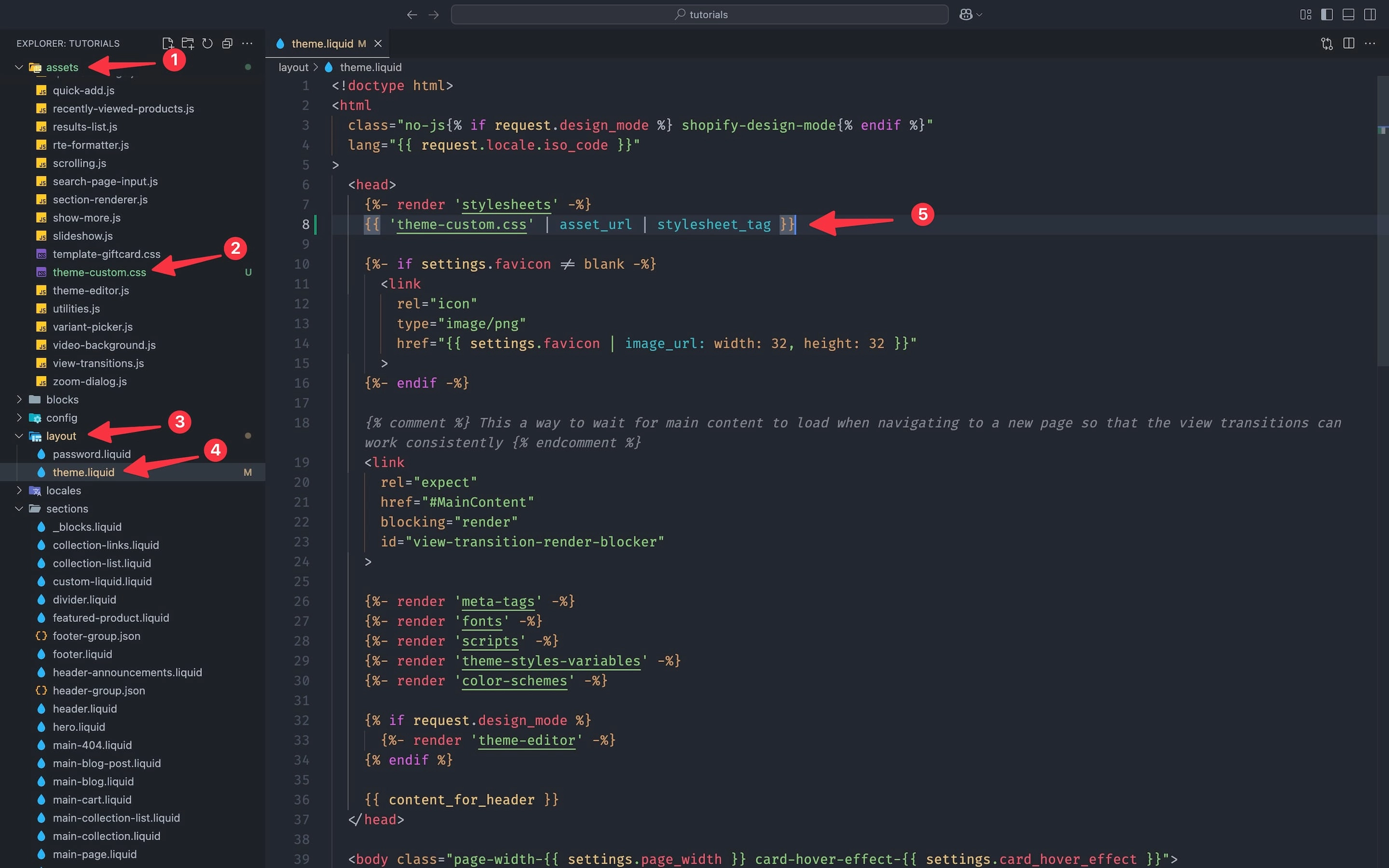 Add a custom CSS file for overrides in a Shopify theme.