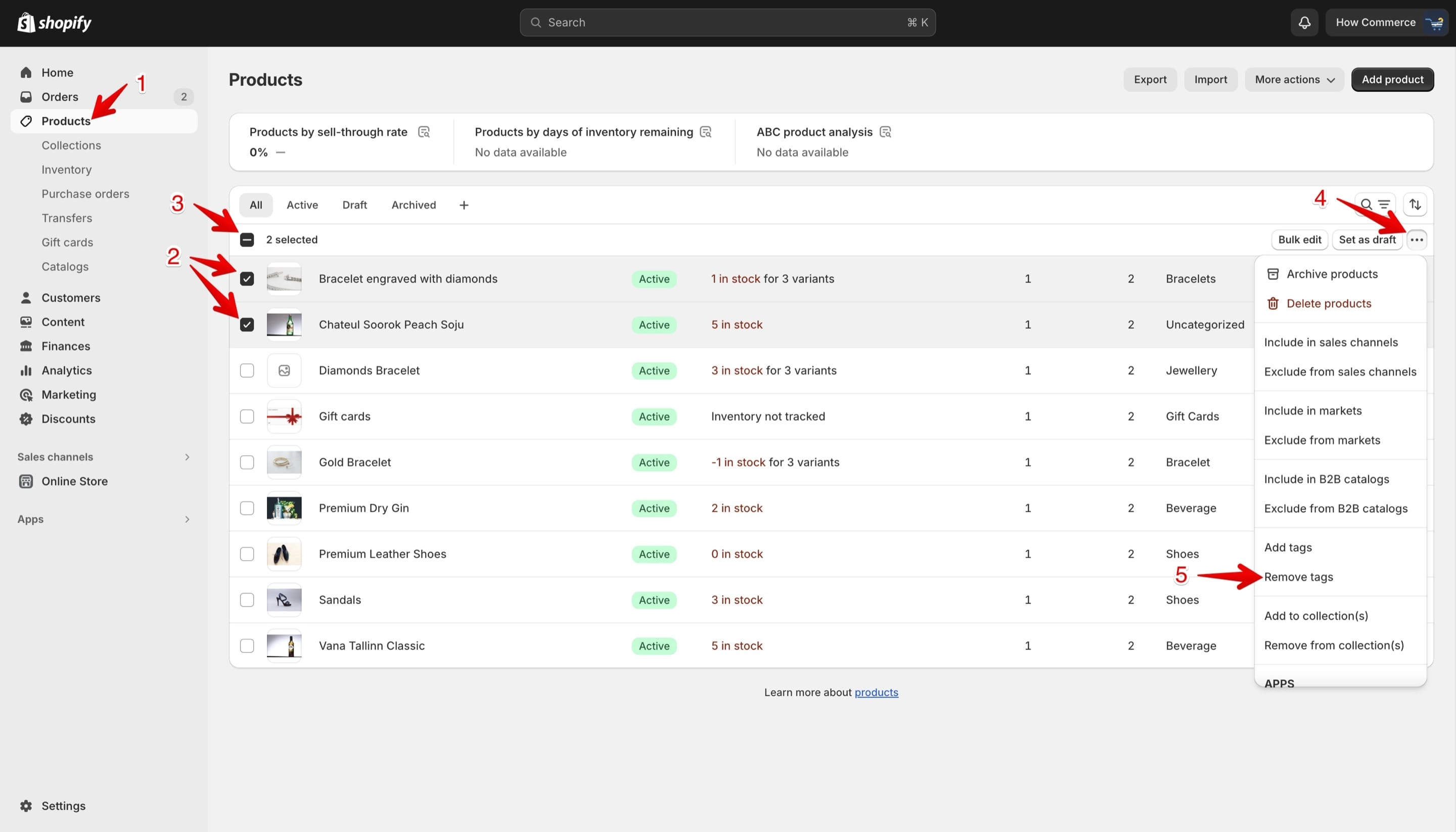 Shopify's bulk products listing page