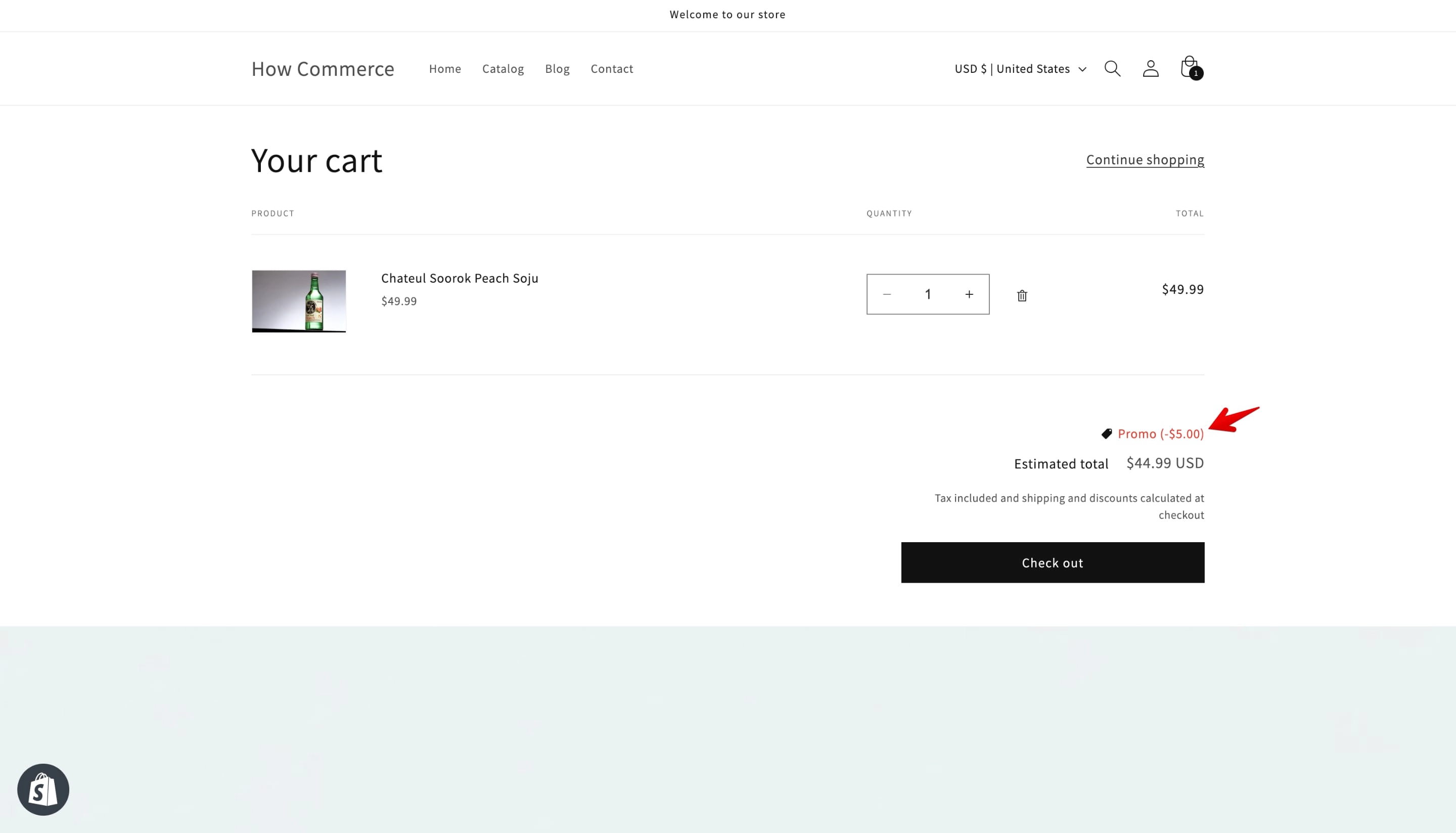 Shopify discount applied in the cart page before checkout