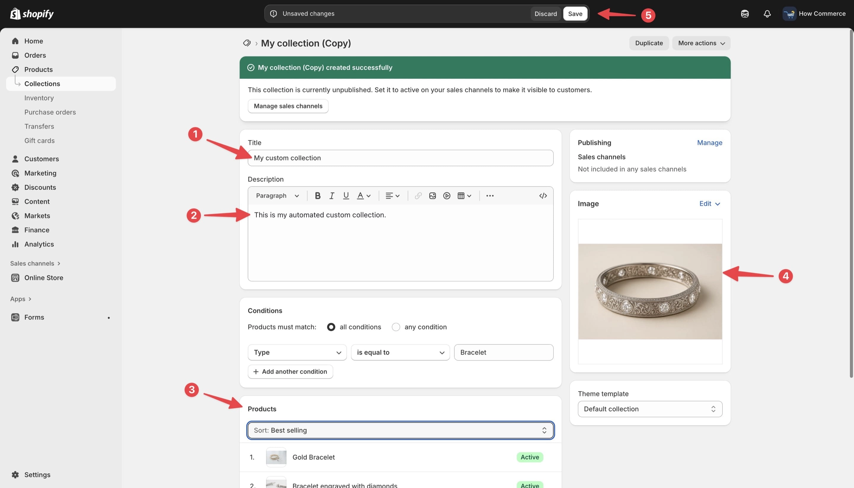 Shopify a new collection with new data