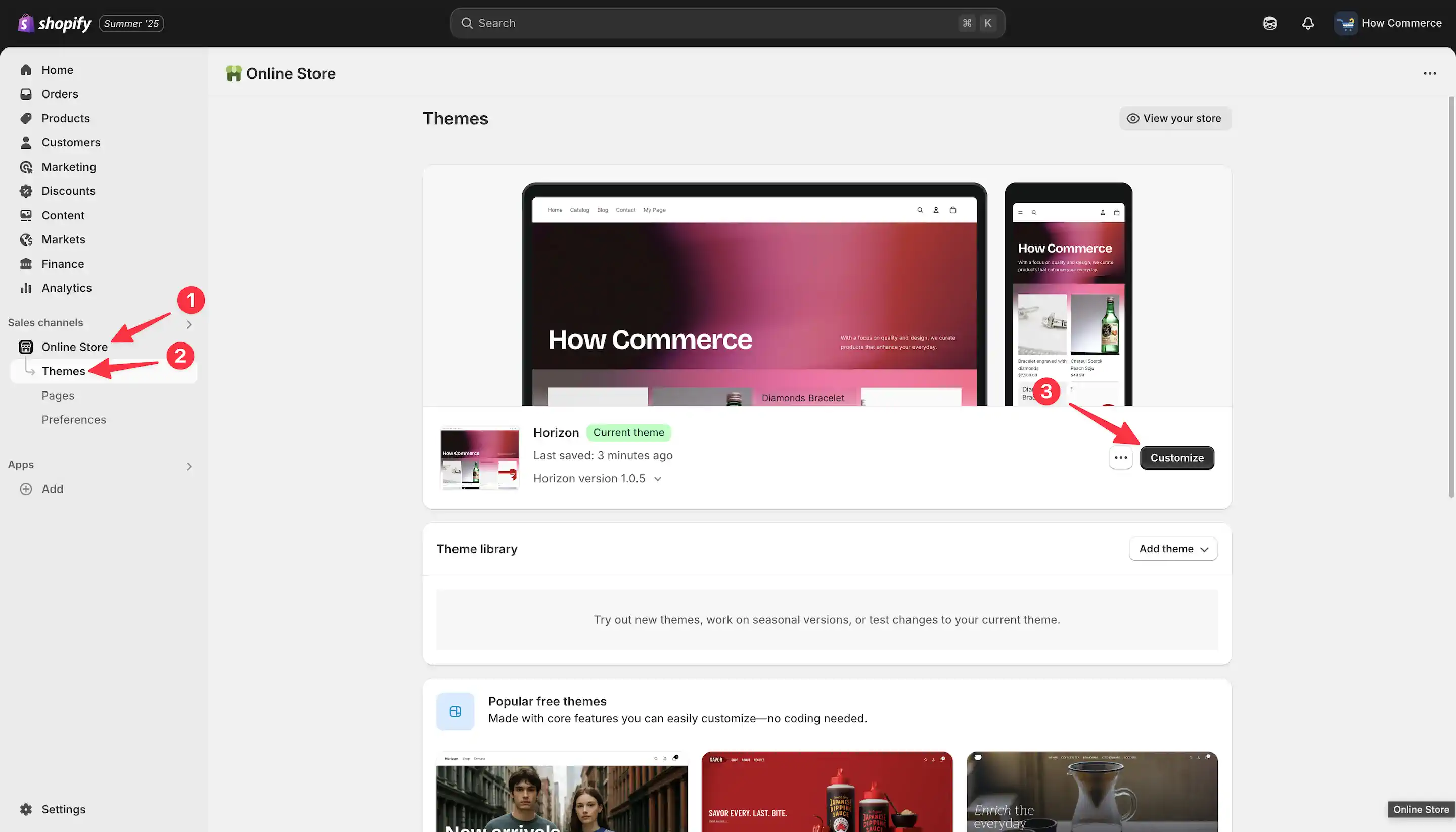 Shopify themes listing page.
