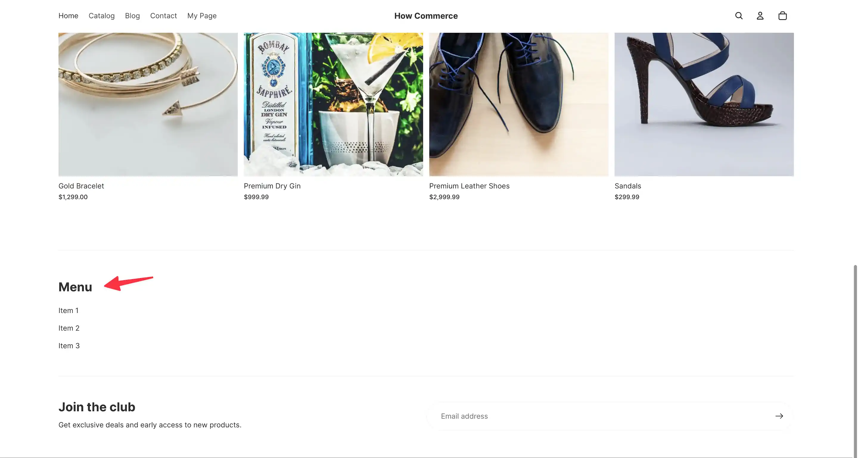 New menu listed in storefront.