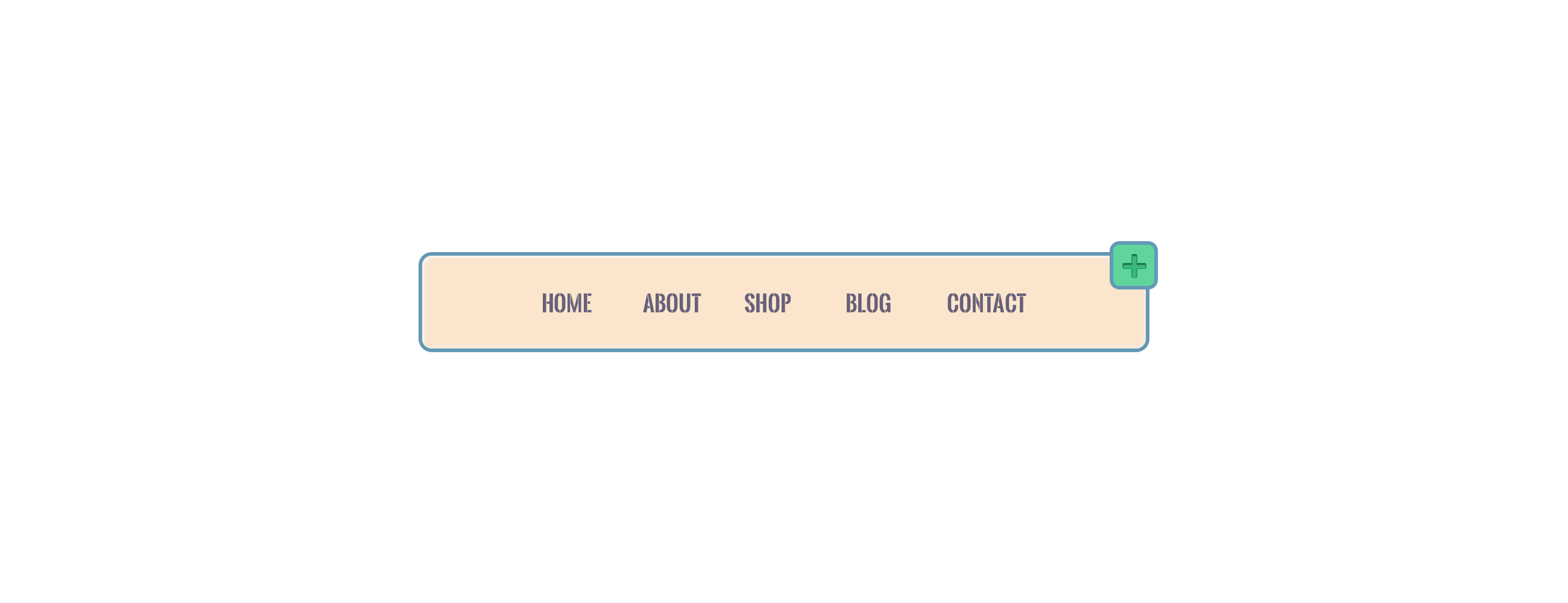 A beautiful graphic menu with a plus sign on the top right corner.