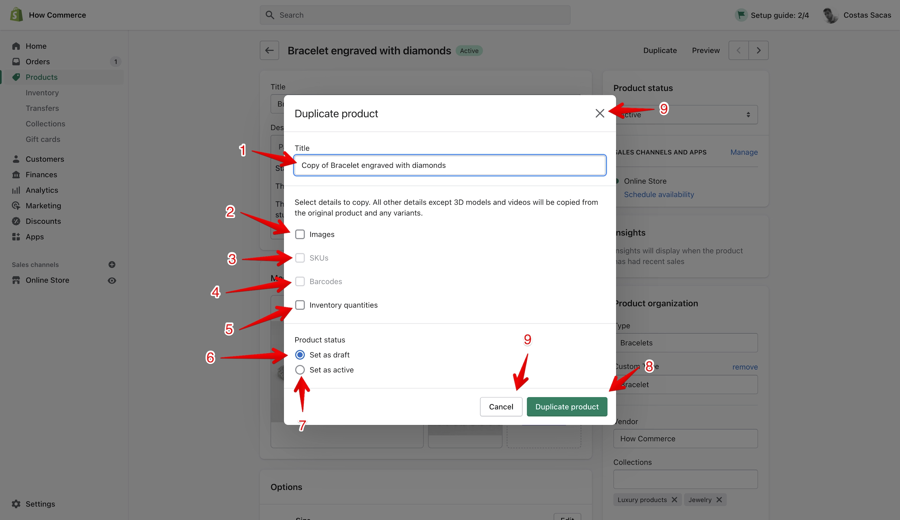 Shopify new pop-up for the duplicated product