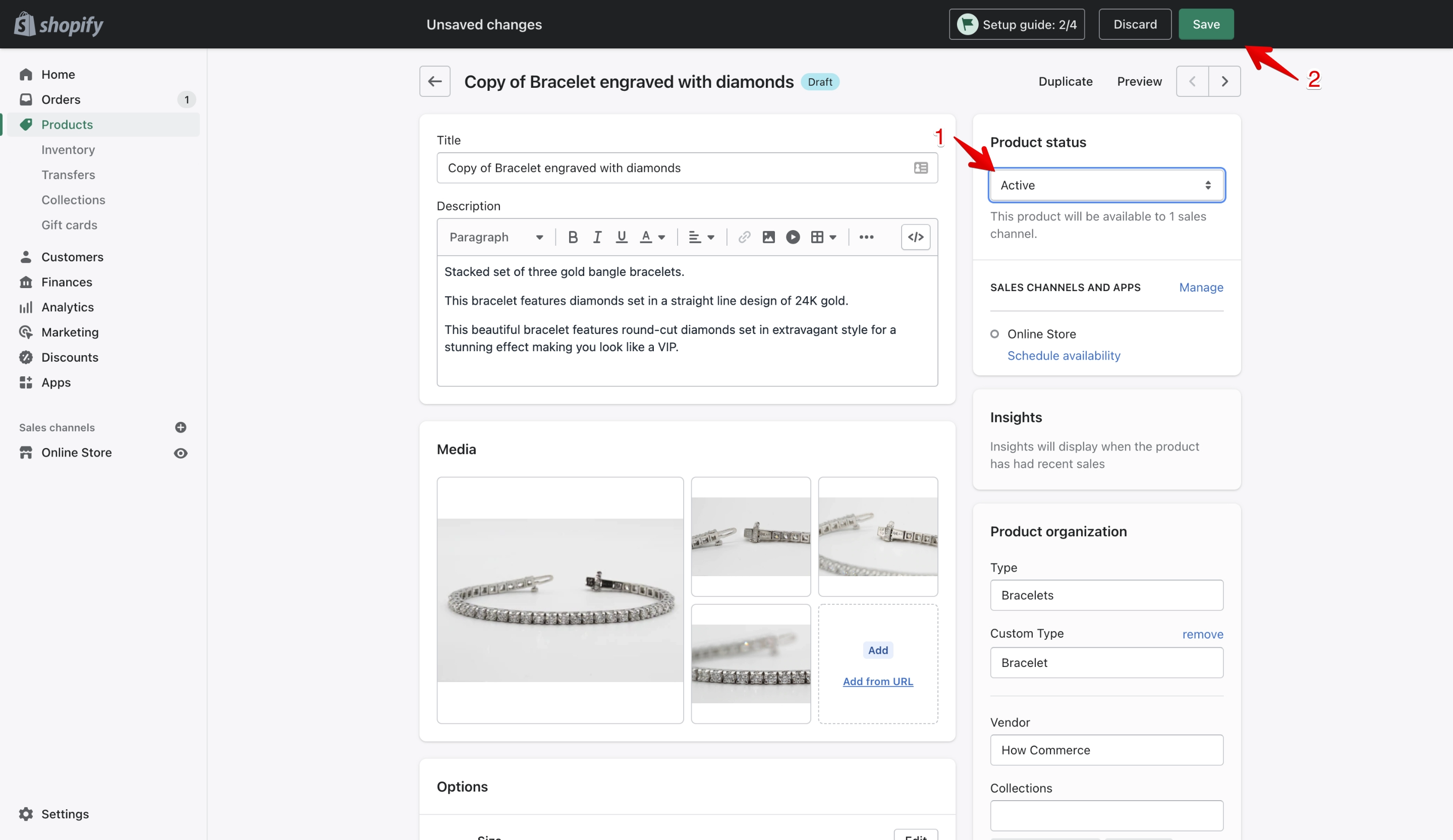 Make the duplicated product visible on the Shopify storefront