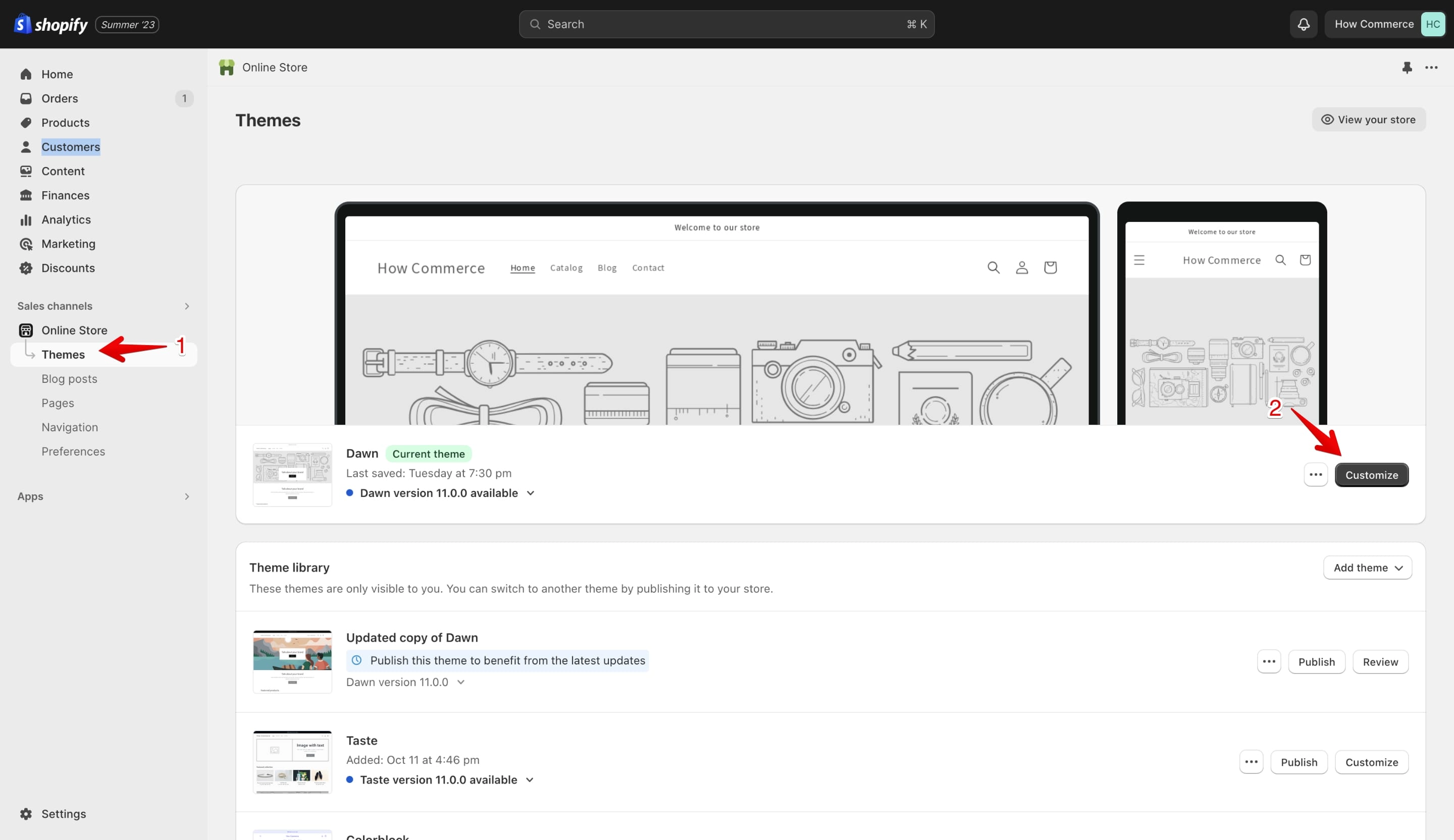 Shopify theme listing page