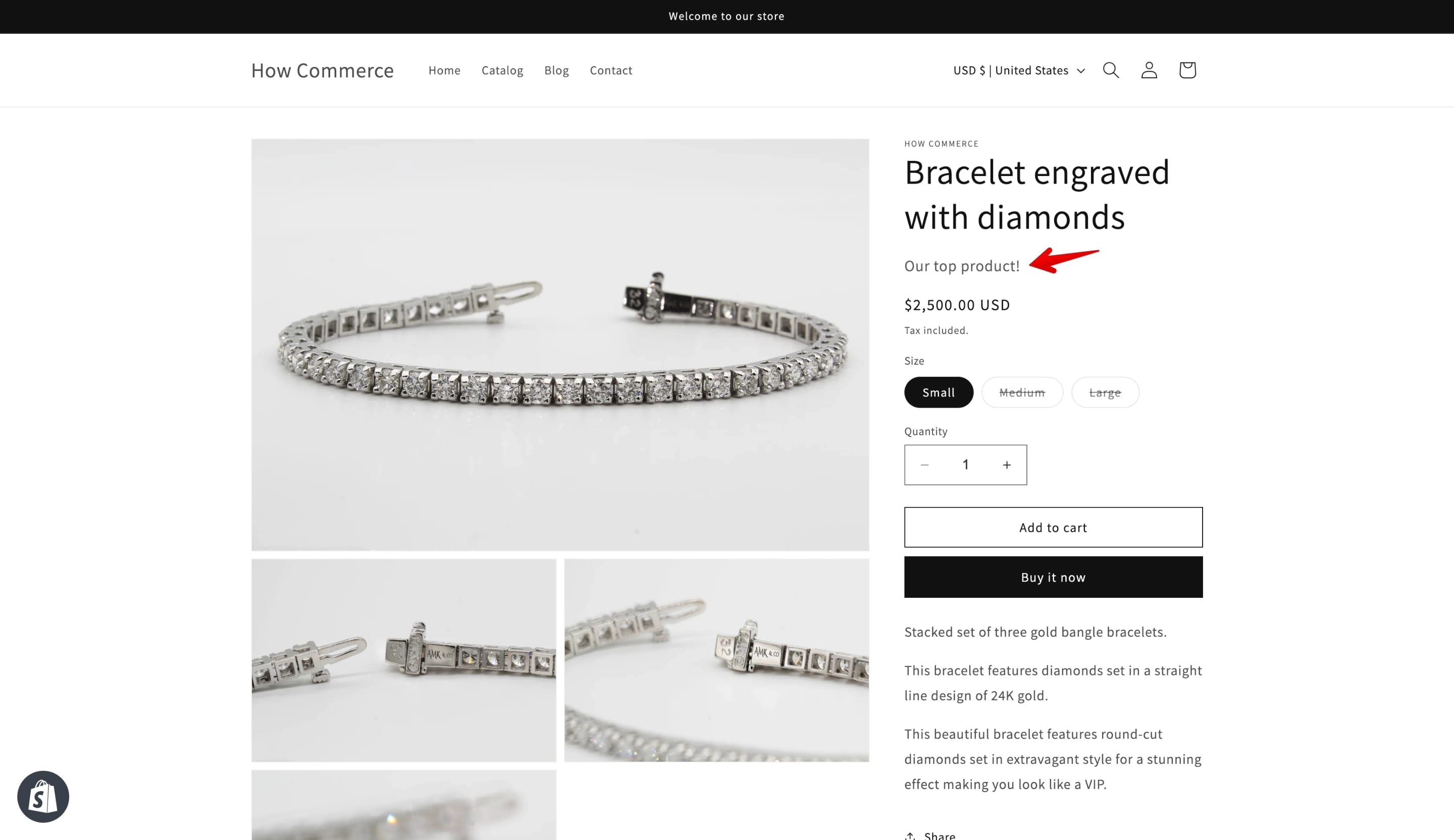 Shopify product page storefront