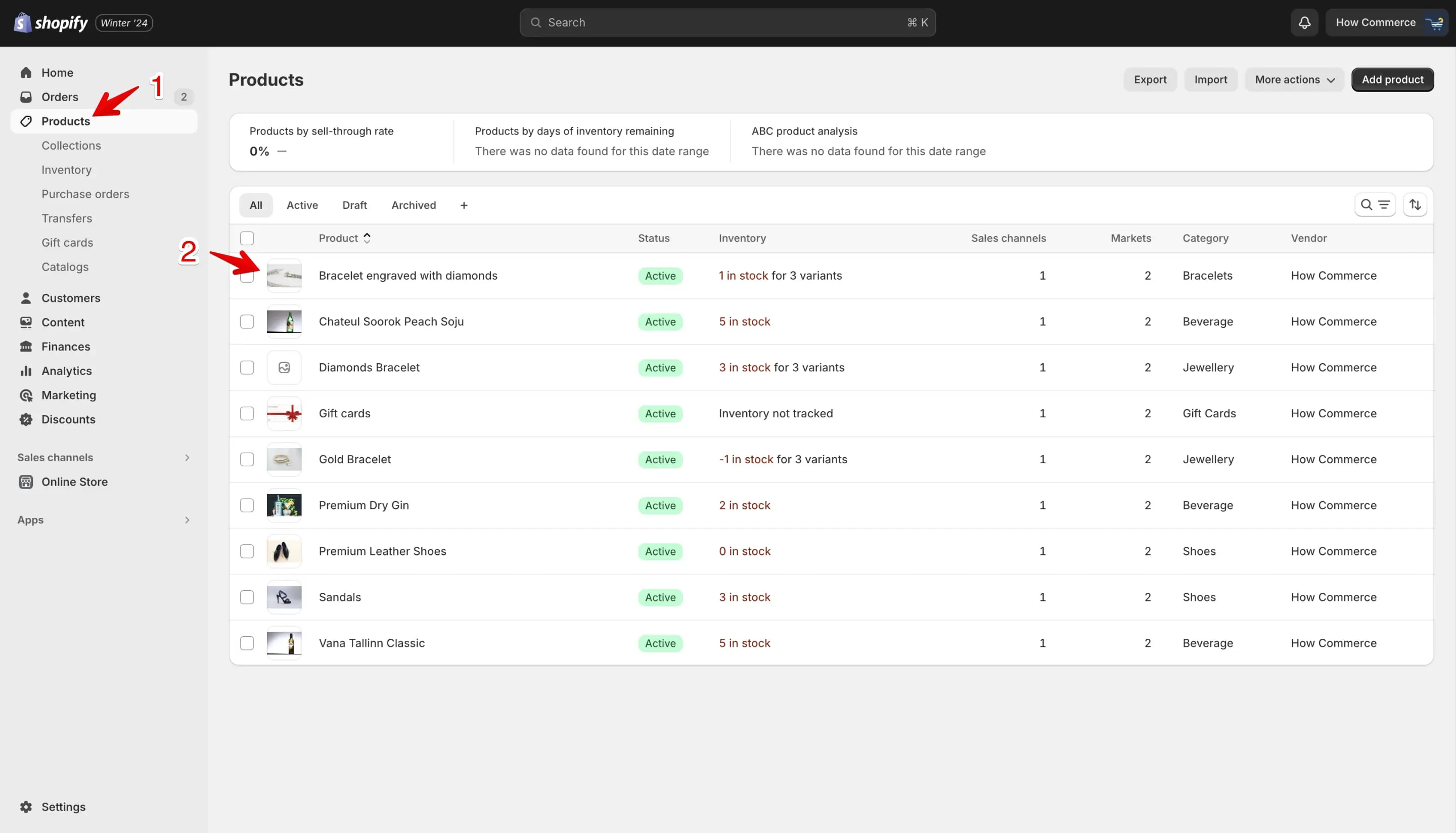 Shopify product listing page.