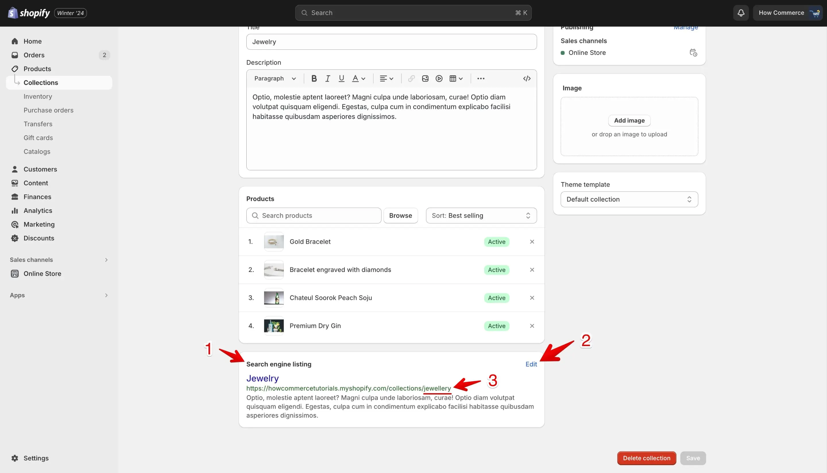 Shopify collection search engine listing preview.