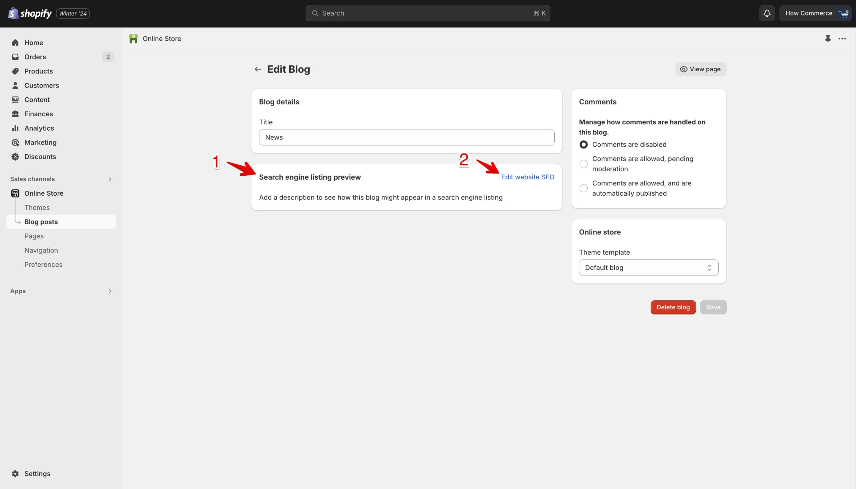 Shopify blog search engine listing preview.