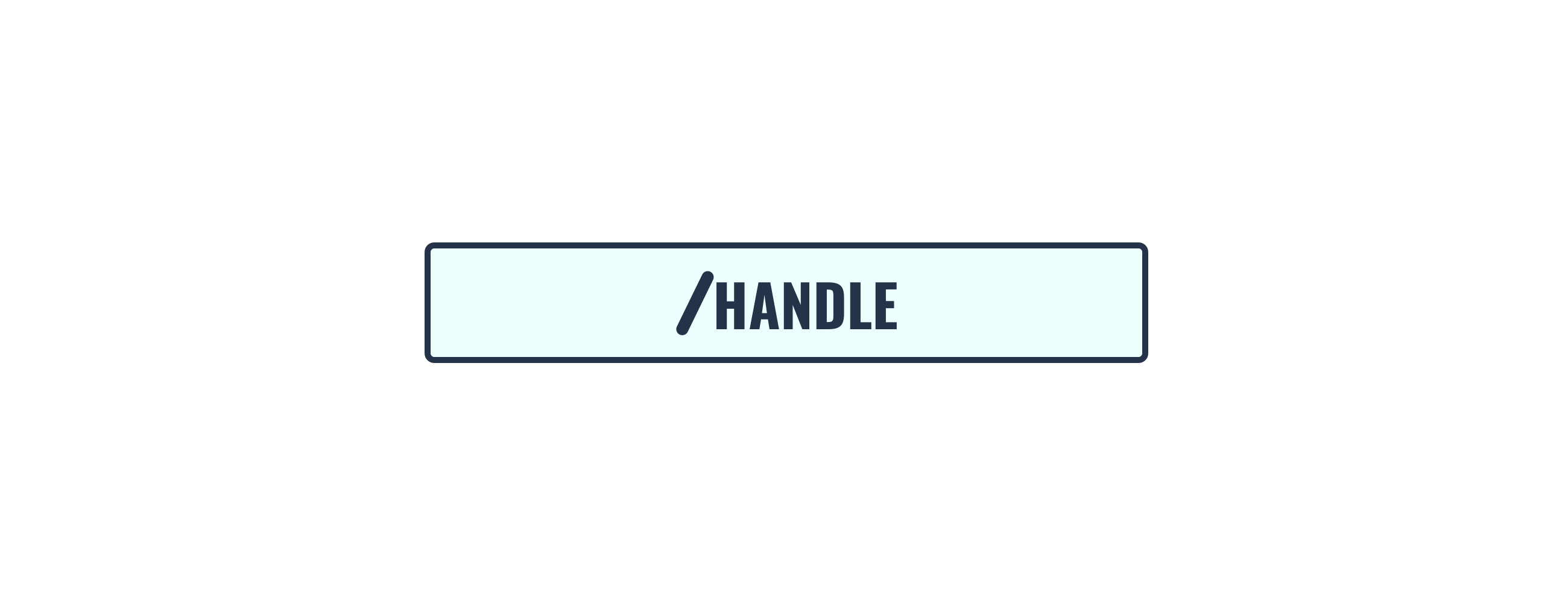 A rectangle displaying an input with the word handle inside.