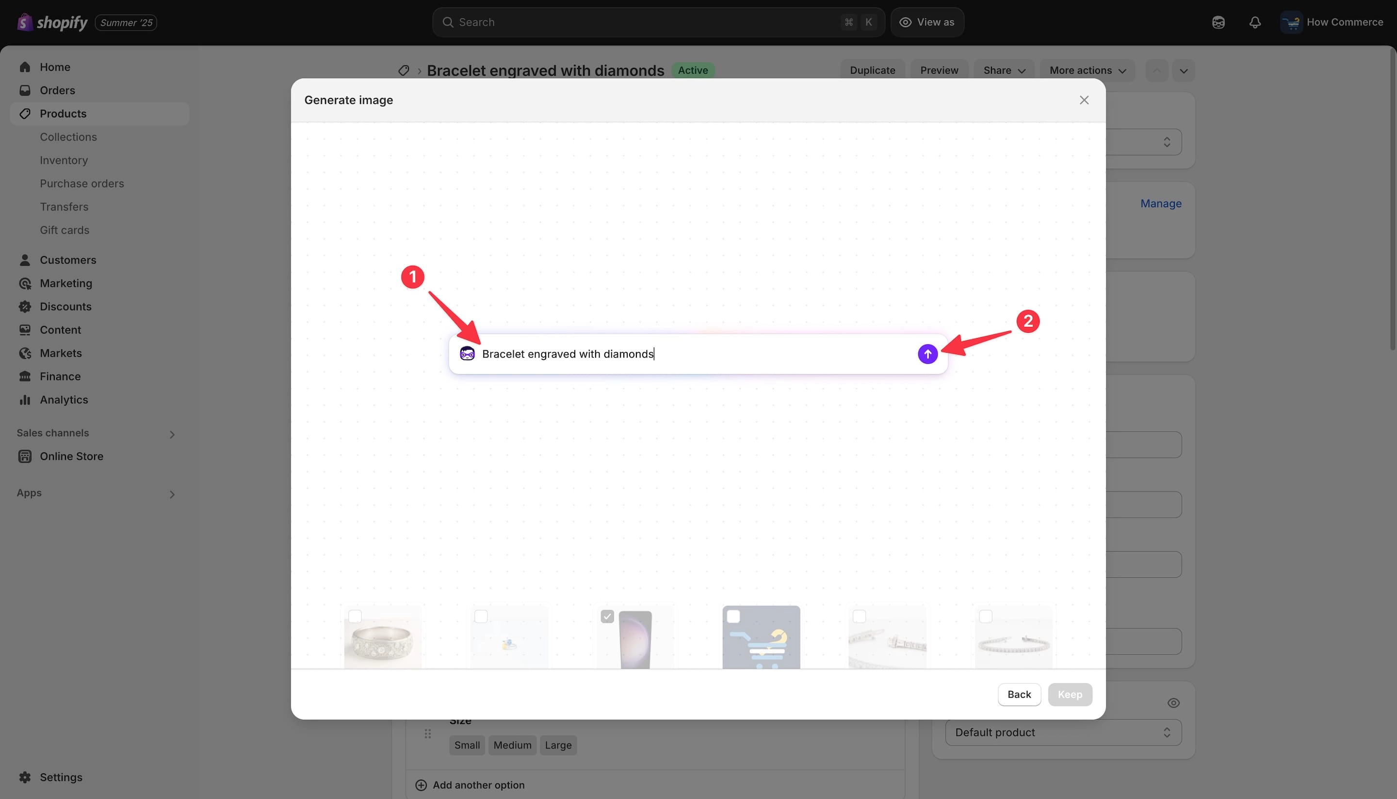 Shopify products listing page.