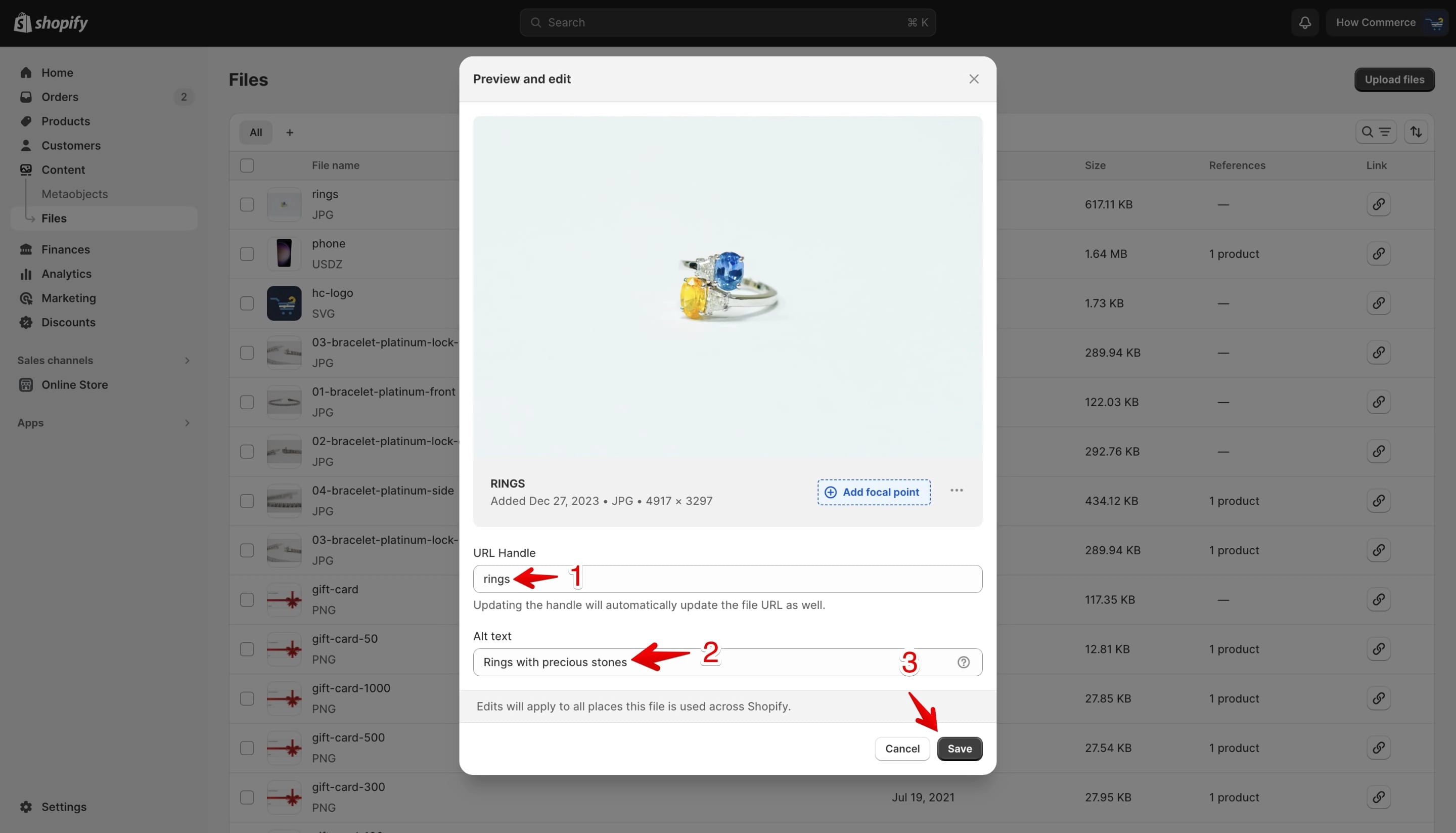 Editing image handle and ALT text for enhanced SEO and accessibility on Shopify