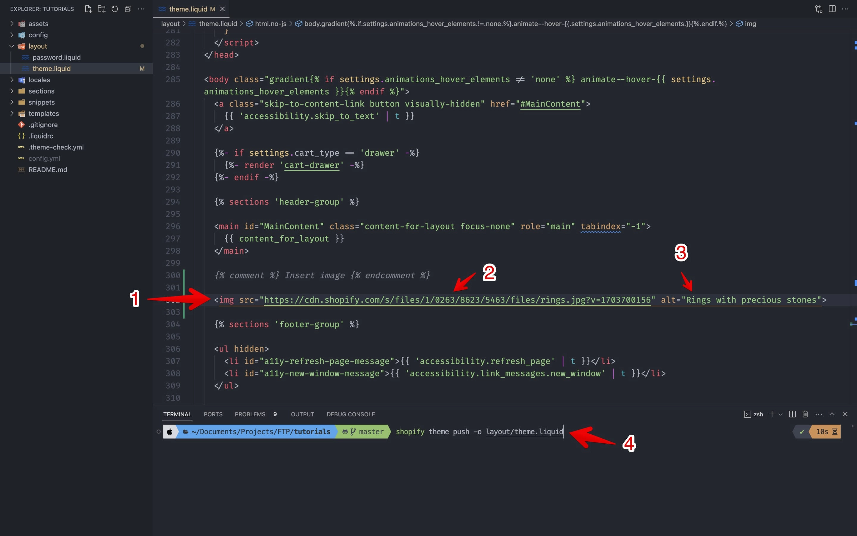 Implementing and deploying a static image link in Shopify theme.liquid