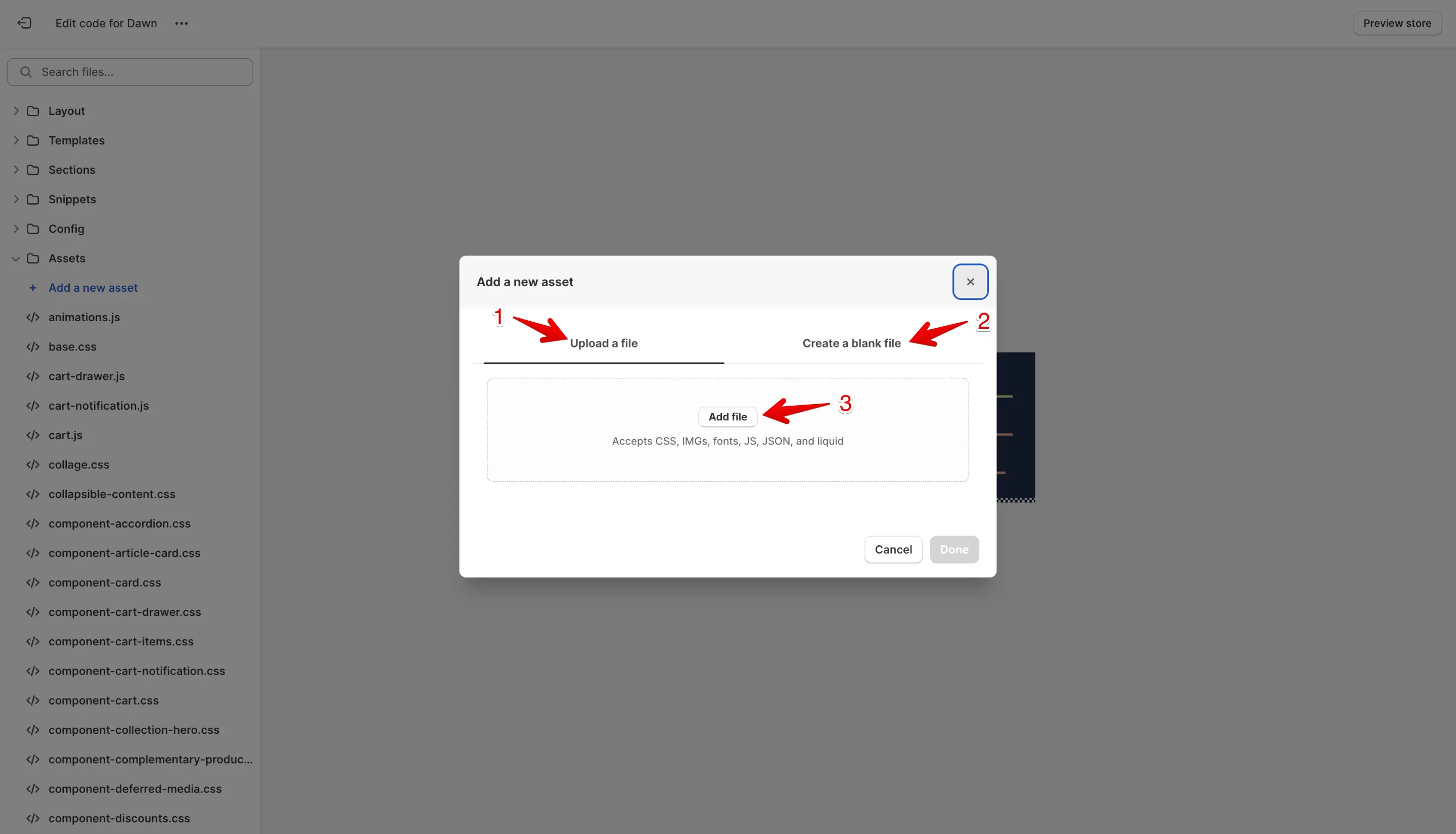 Add a new file pop-up in the cloud code editor.