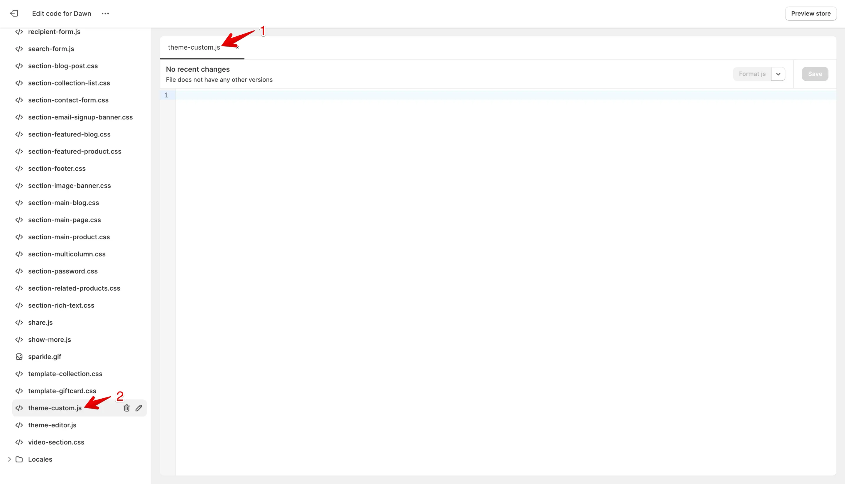 The new JavaScript file is created.