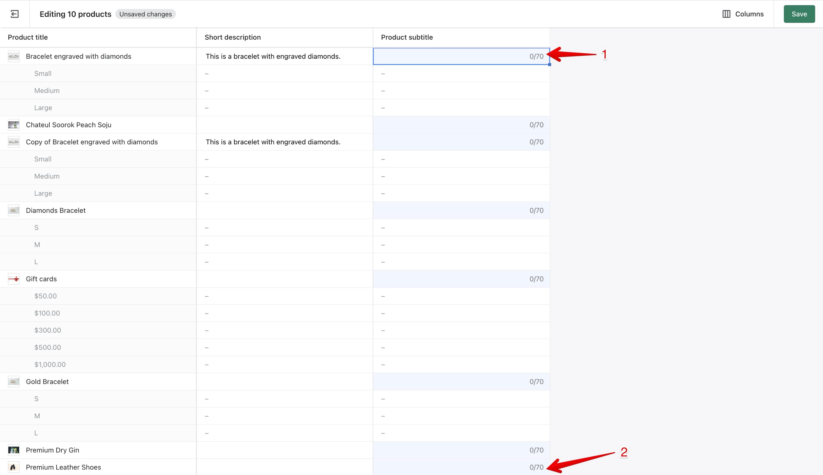 Shopify metafields bulk selection.