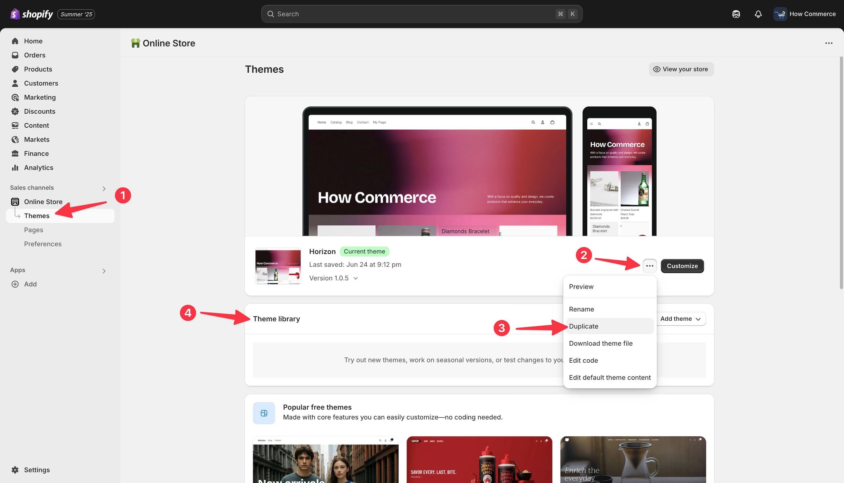 Shopify themes listing page.