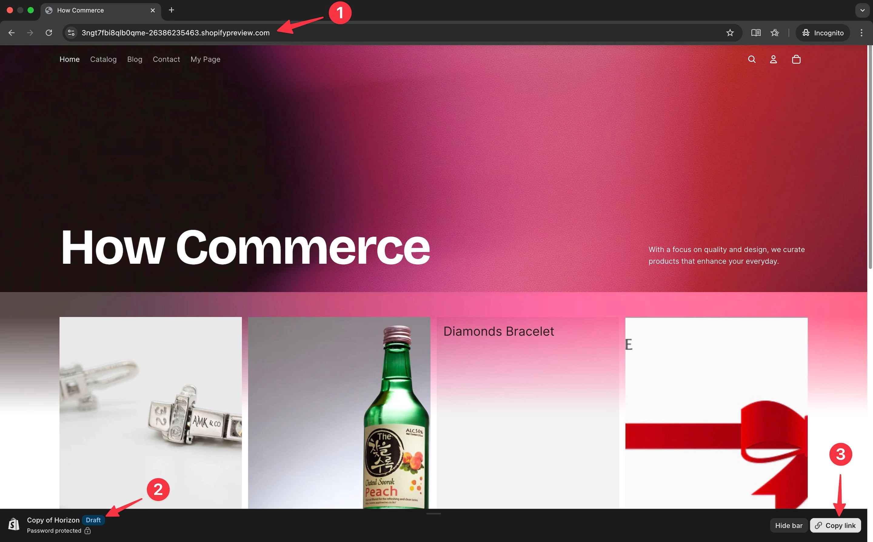 Shopify Share preview pop-up close options.