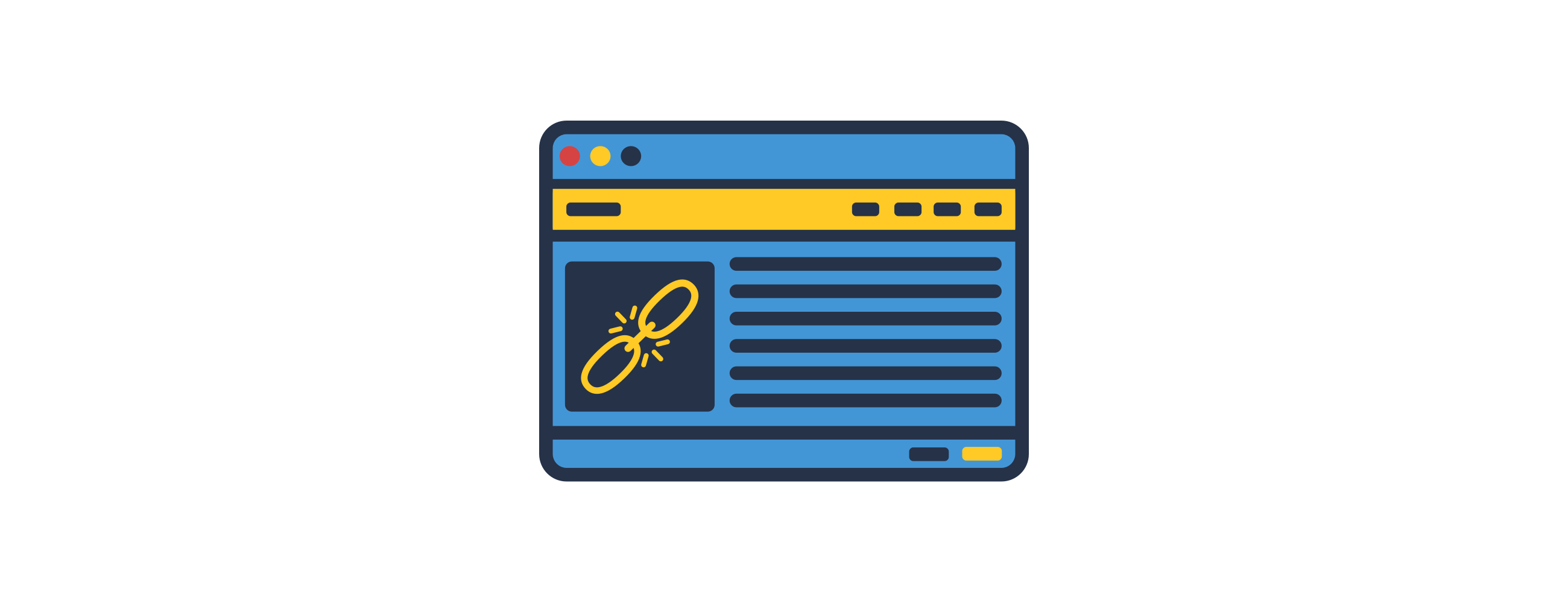 A browser icon with a link inside.