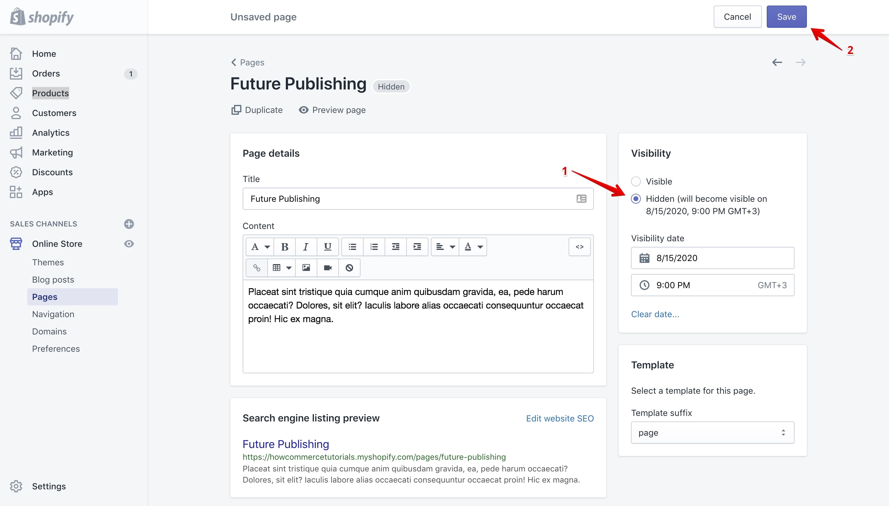 Page future publishing verification.