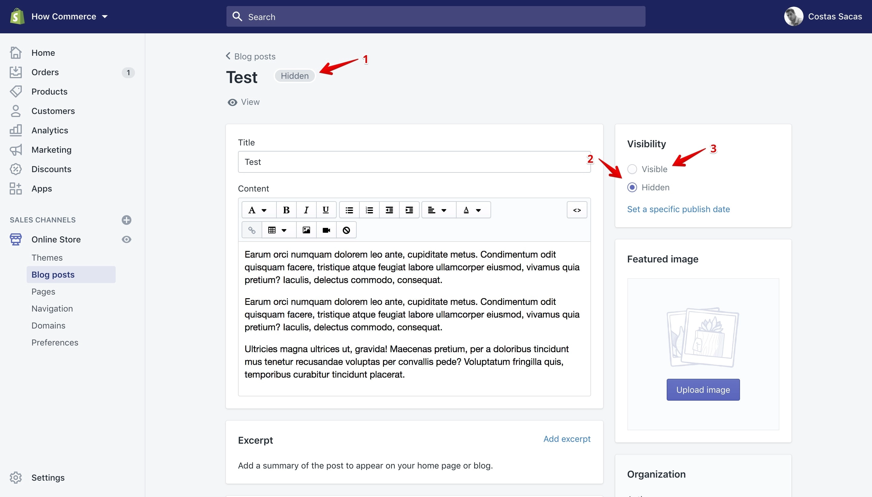 The blog post Hidden label and the hidden visibility option.
