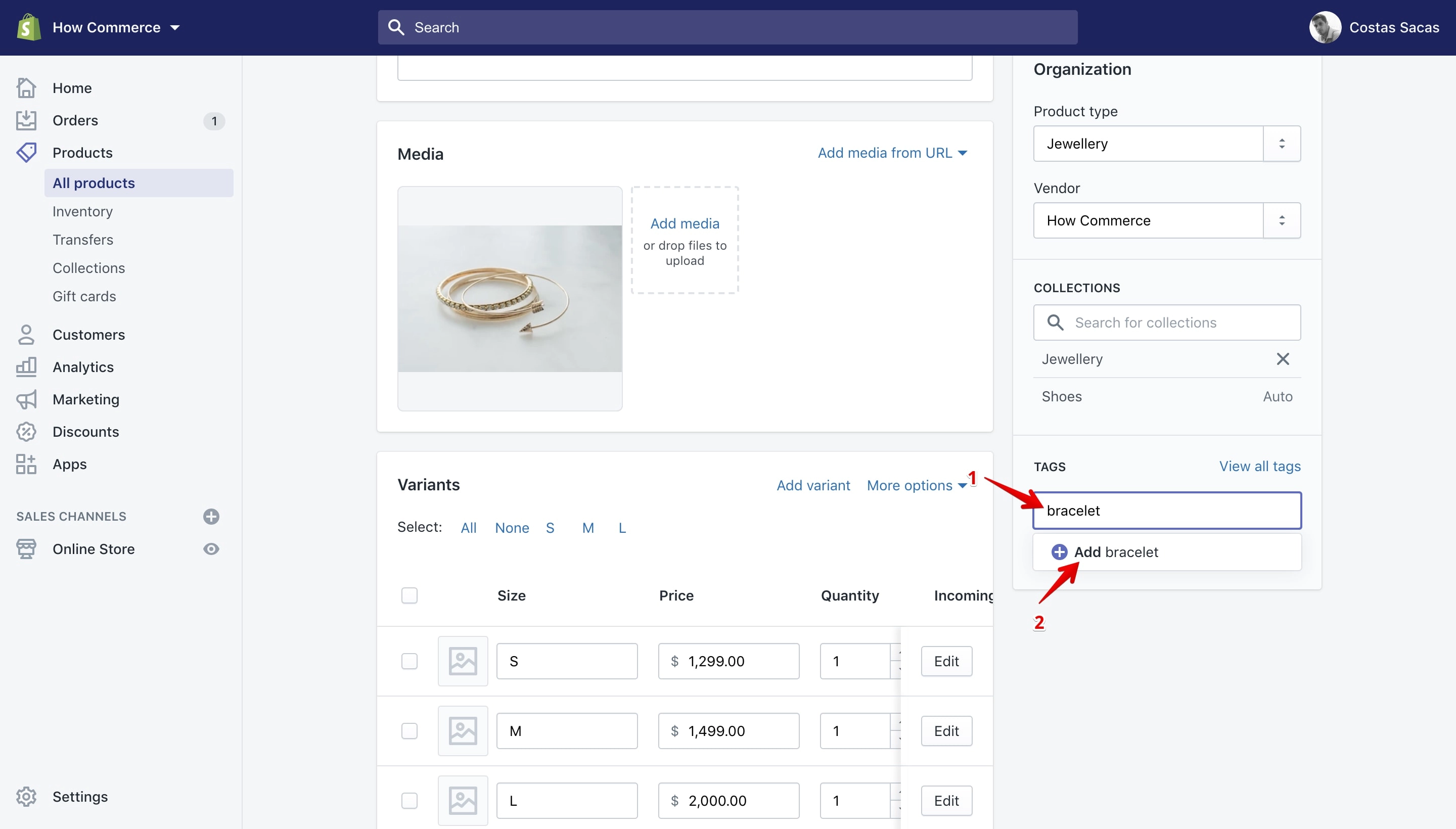 Add product tags on the product details page.