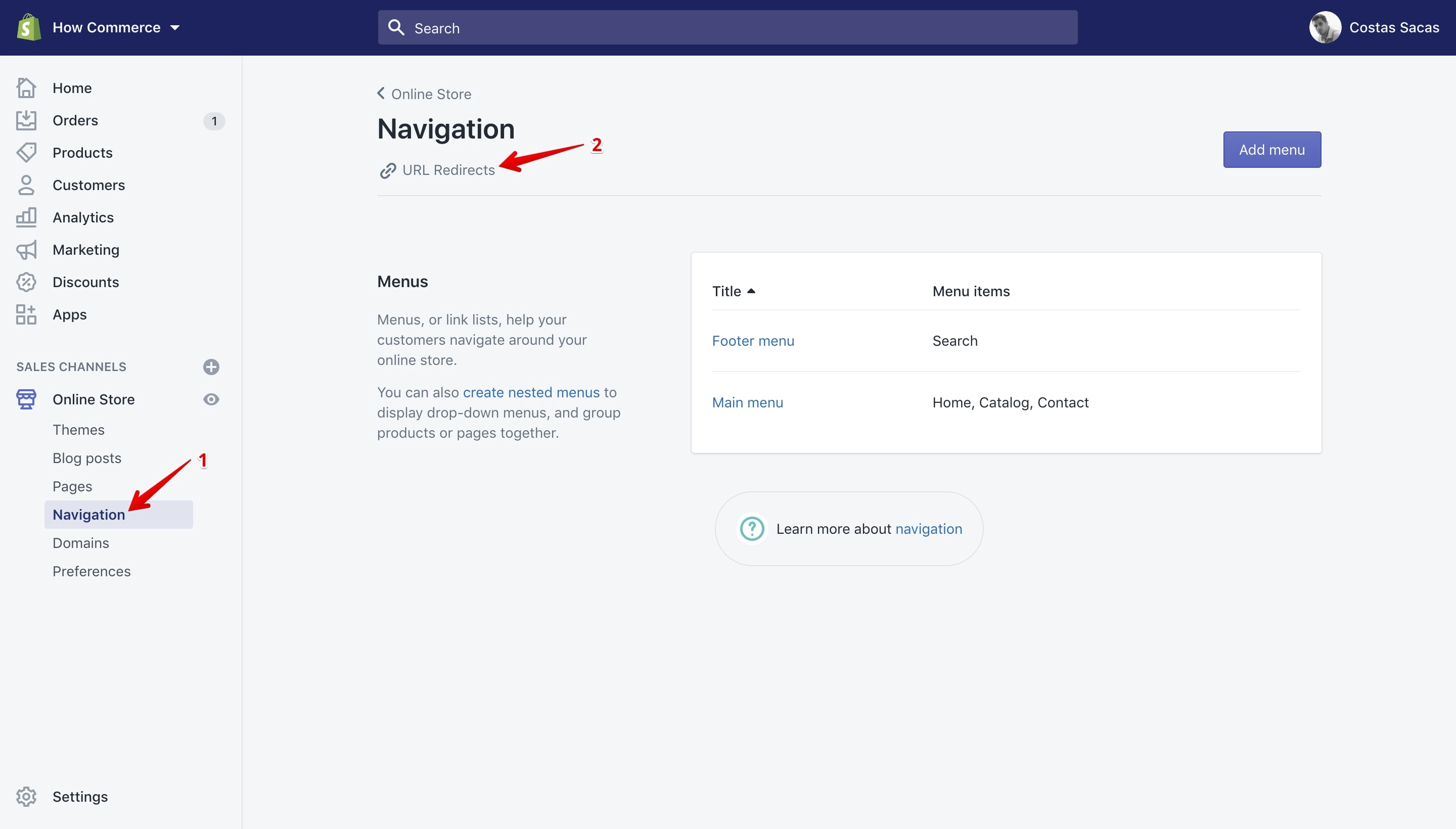 URL Redirects path.
